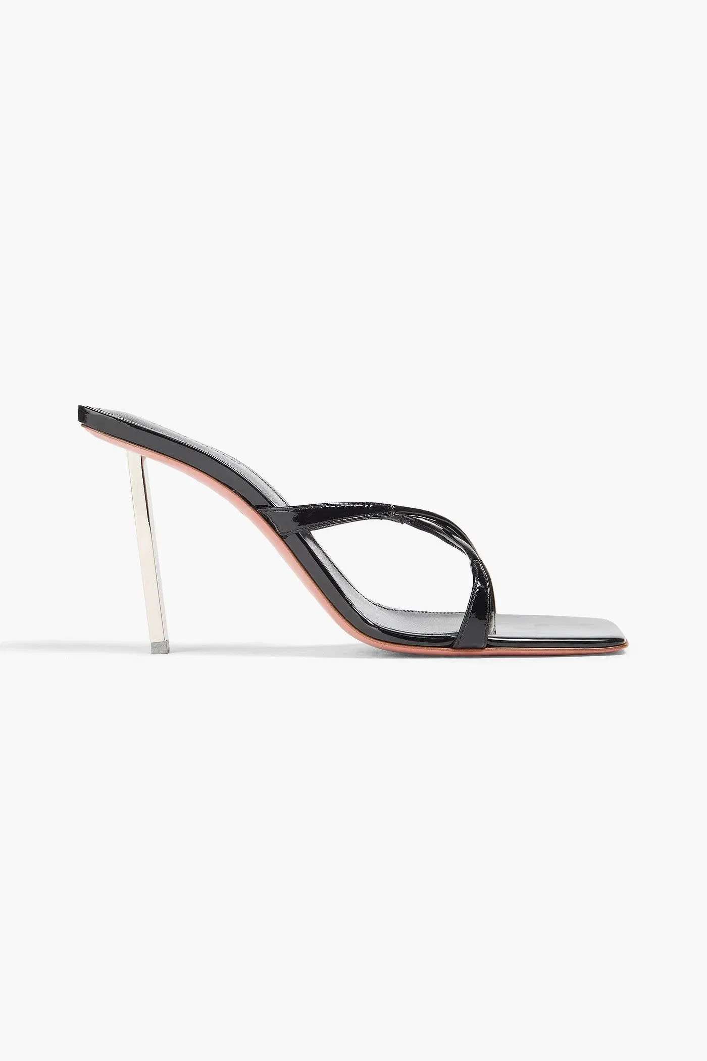 Amina Muaddi Adriana Patent-Leather Mules Black Women's