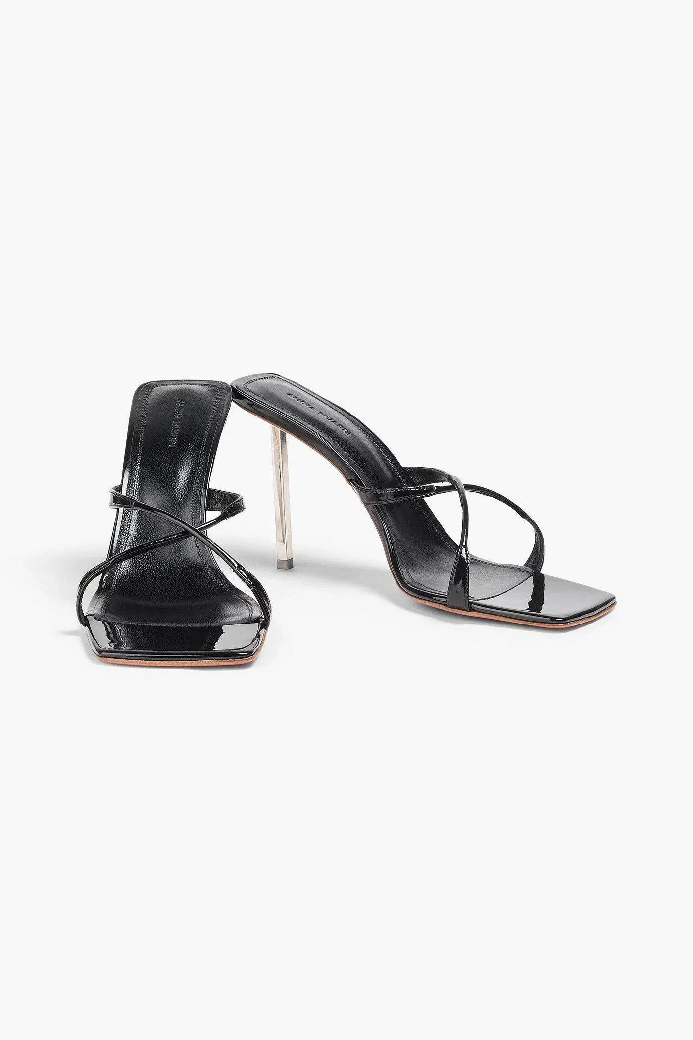 Amina Muaddi Adriana Patent-Leather Mules Black Women's