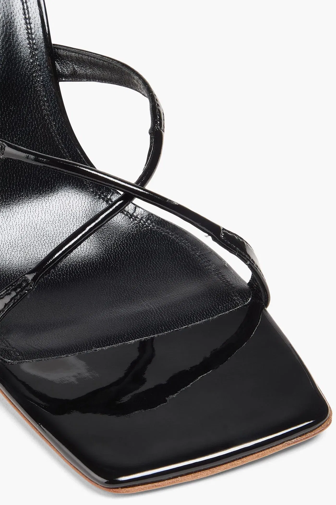 Amina Muaddi Adriana Patent-Leather Mules Black Women's