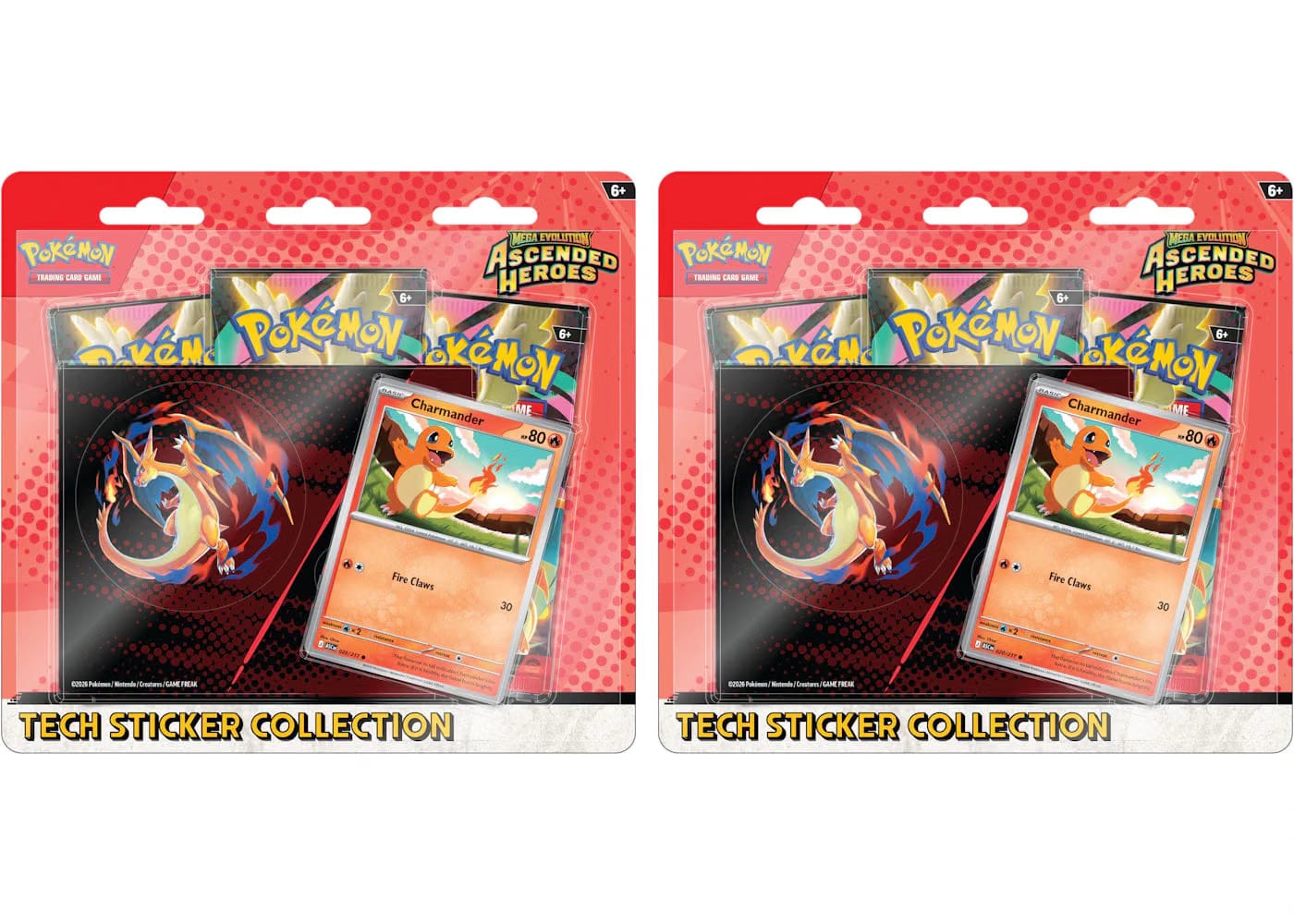 2026 Pokemon Mega Evolution Ascended Heroes Charmander Tech Sticker Collection 2X Lot