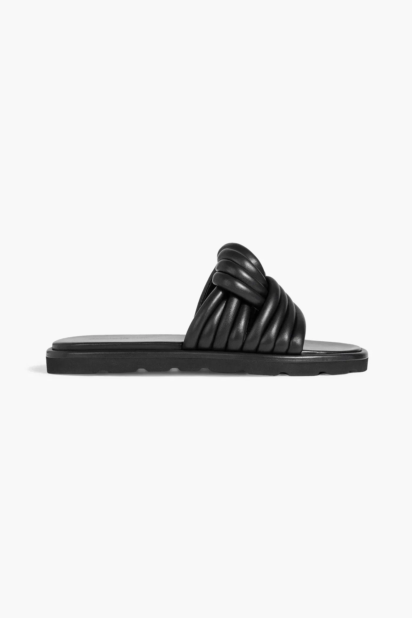 Gianvito Rossi Ottavia Twisted Padded Leather Slides Black Women's