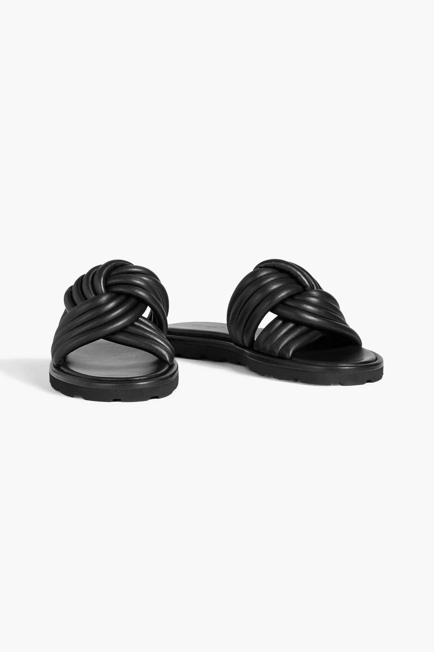 Gianvito Rossi Ottavia Twisted Padded Leather Slides Black Women's