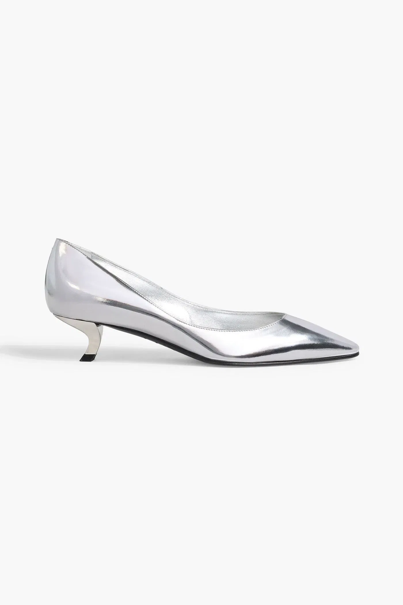 Roger Vivier Virgule Mirrored-Leather Pumps Silver Women's