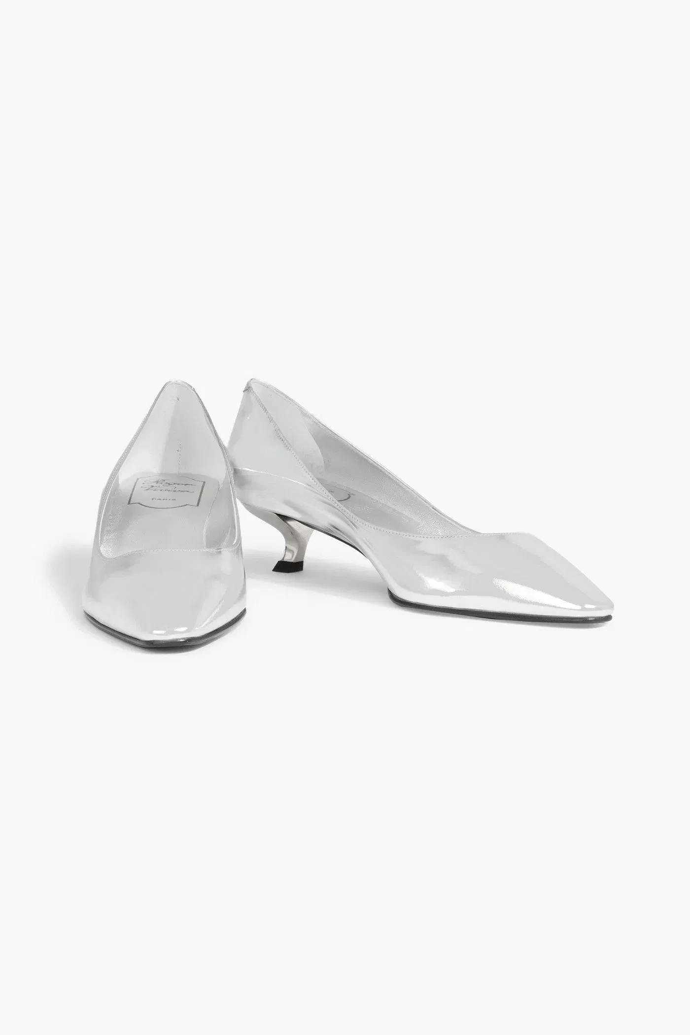 Roger Vivier Virgule Mirrored-Leather Pumps Silver Women's