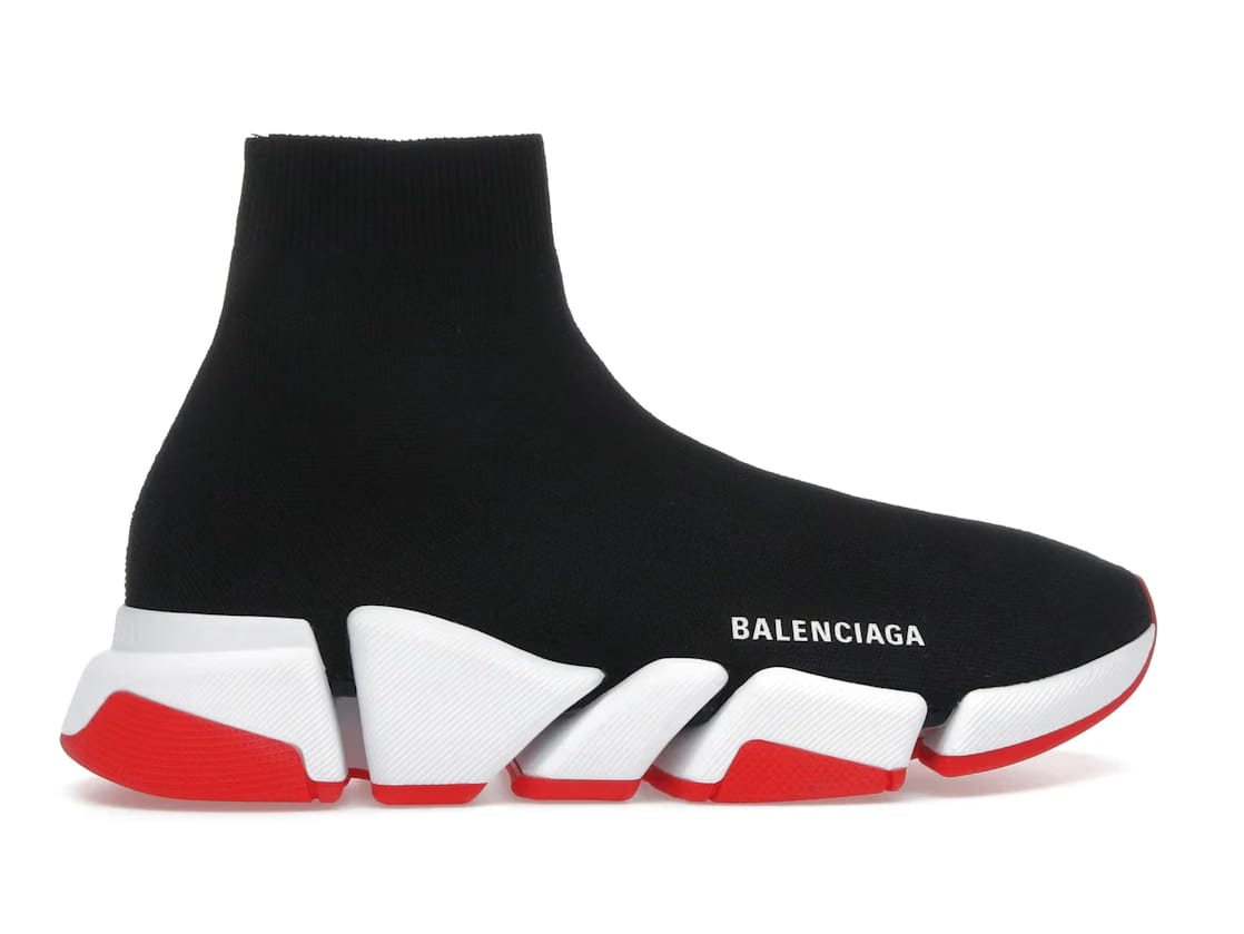 Balenciaga Speed 2.0 Recycled Knit Black White Red Sole