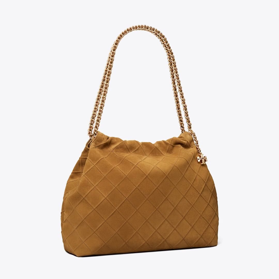 Tory Burch Fleming Soft Suede Hobo Bag CHICORY BROWN