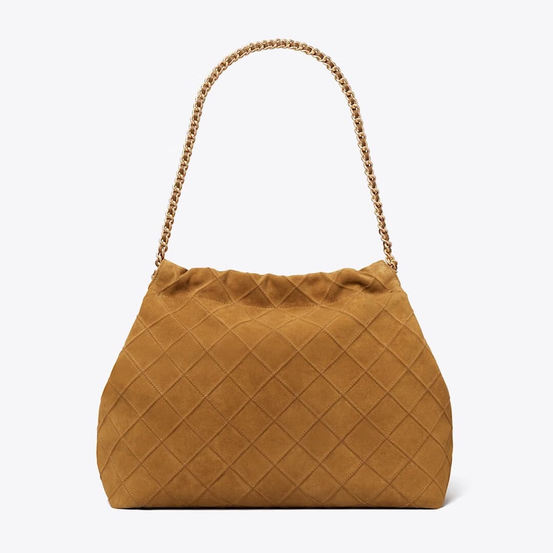 Tory Burch Fleming Soft Suede Hobo Bag CHICORY BROWN