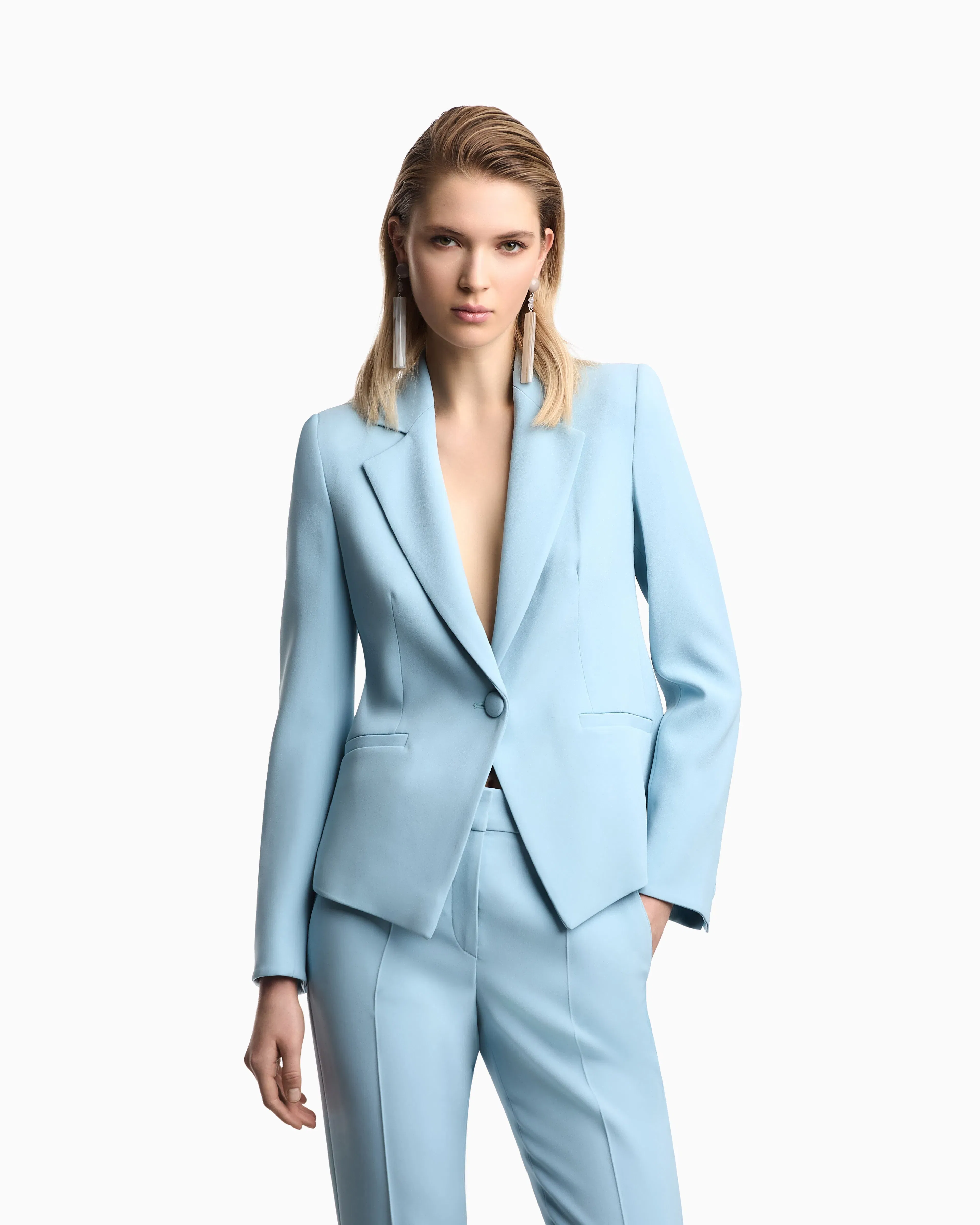 Emporio Armani Cady crepe jacket with lapels in a slim fit Essential