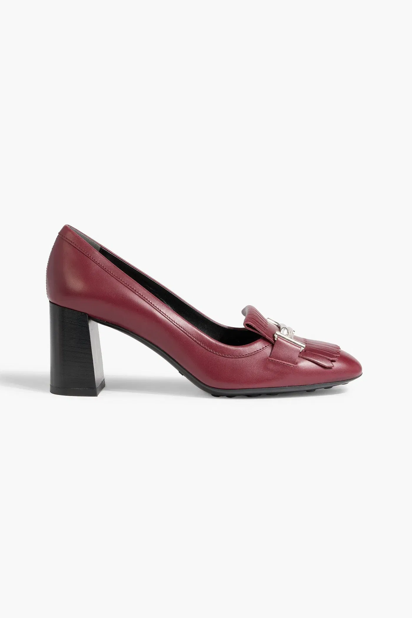Tod's Double T Fringed Leather Pumps Merlot Women's
