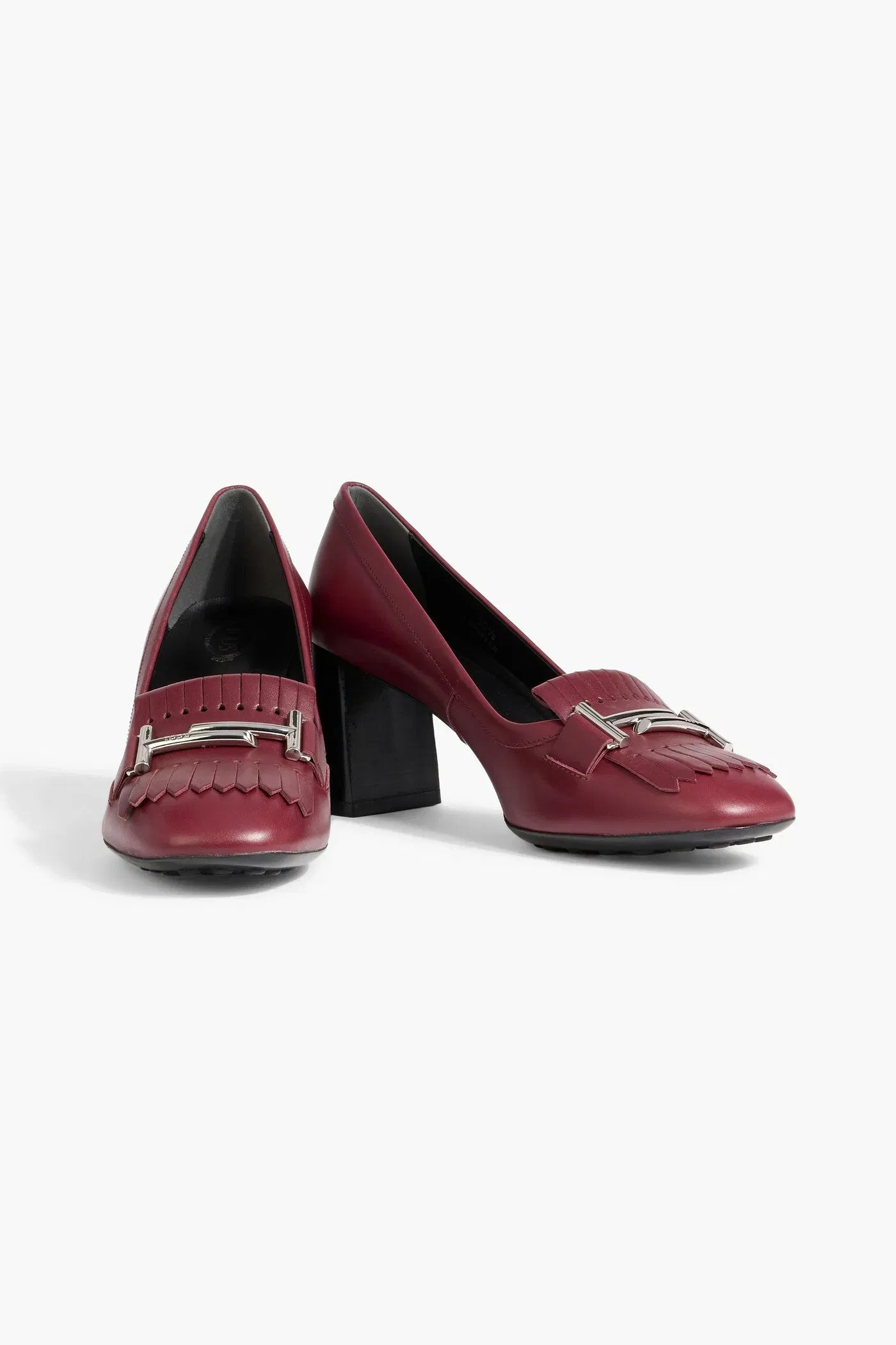 Tod's Double T Fringed Leather Pumps Merlot Women's