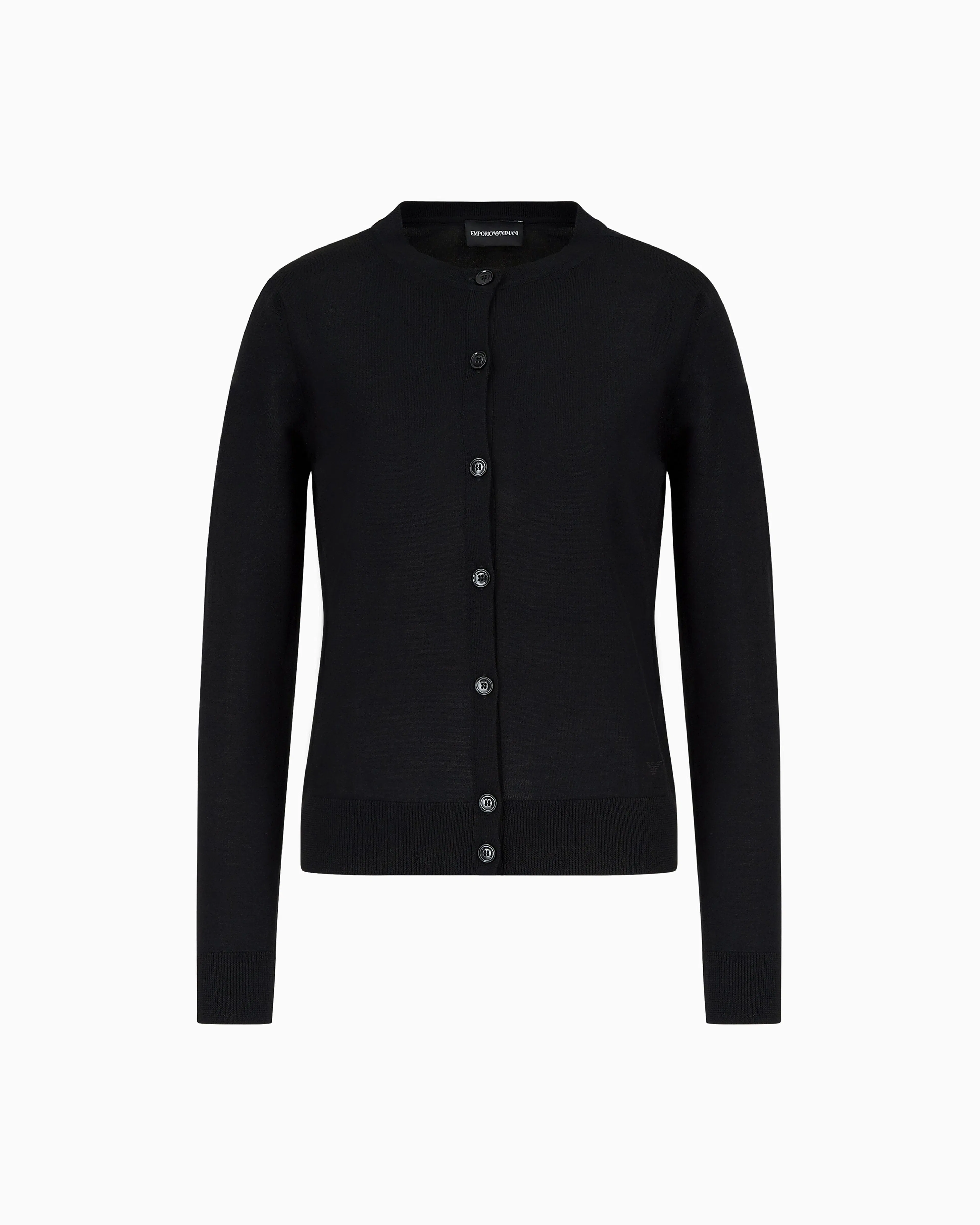Emporio Armani Cardigan in plain-knit, pure virgin wool