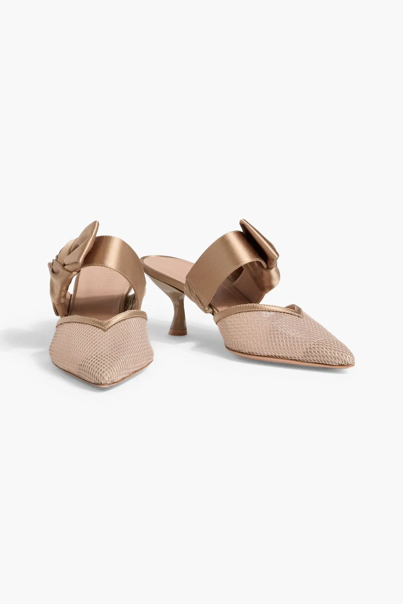 Malone Souliers Marie 45 Bow-Detailed Mesh Mules Mushroom Women's