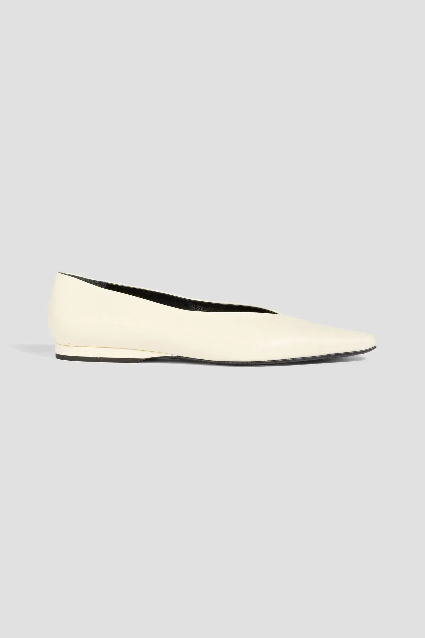 Loulou Studio Barsi Leather Point-Toe Flats Cream Women's