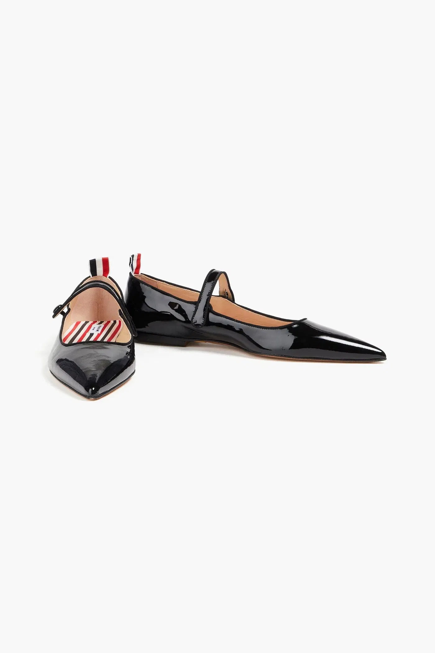Thom Browne Thom John Patent-Leather Point-Toe Flats Black Women's