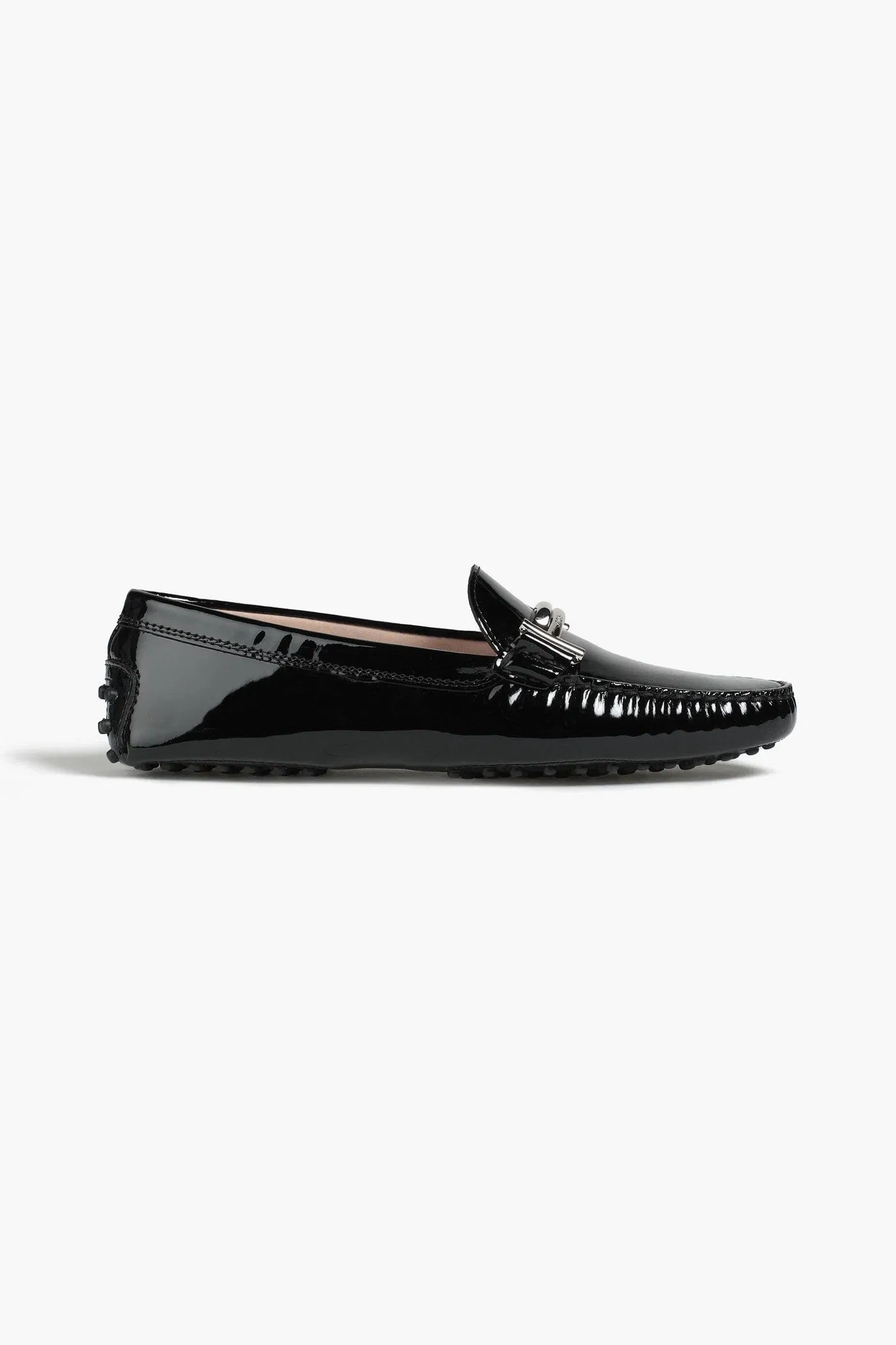 Tod's Double T Patent-Leather Loafers Black Women's