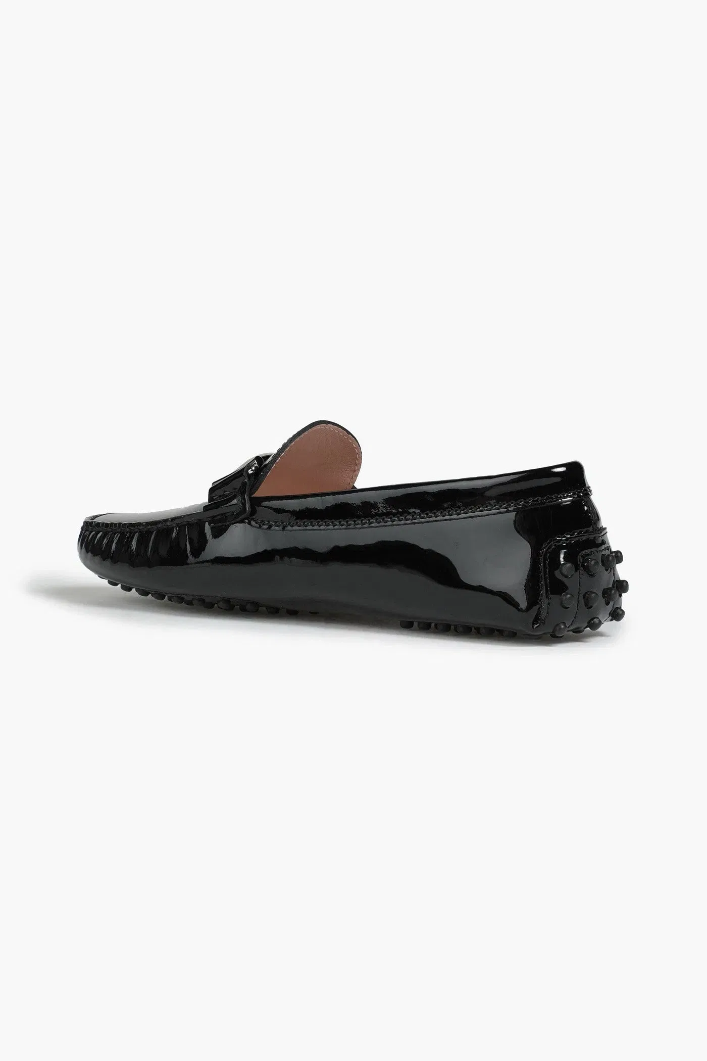 Tod's Double T Patent-Leather Loafers Black Women's