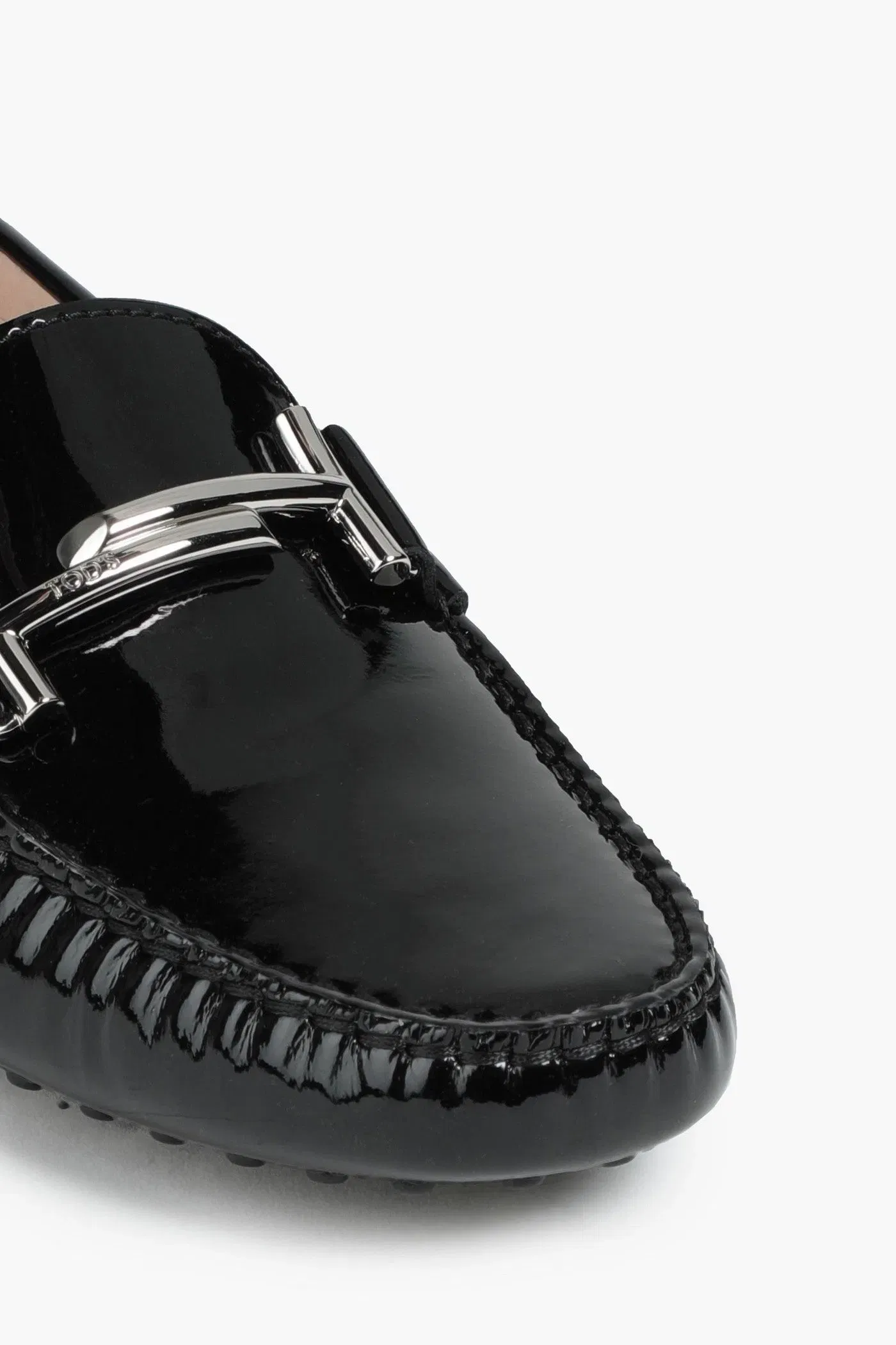 Tod's Double T Patent-Leather Loafers Black Women's