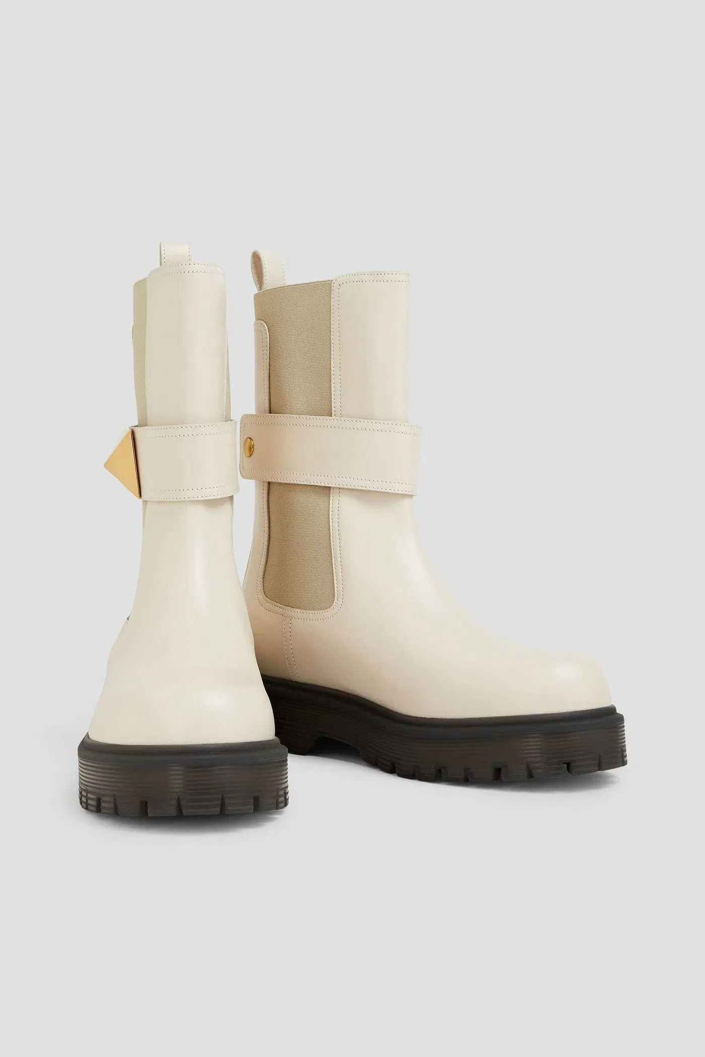 Valentino Garavani One Stud Leather Chelsea Boots Off-White Women's