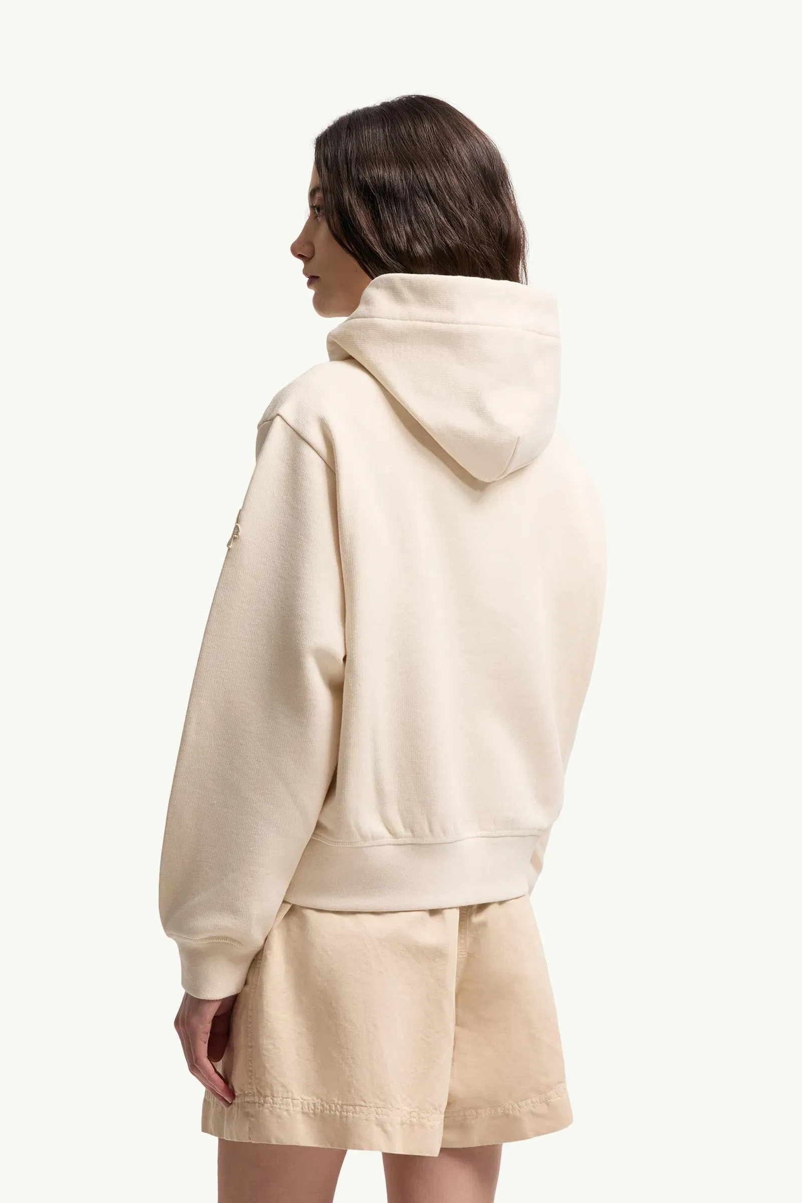 Moncler Botanical Patches Cotton Hoodie White Ivory White Ivory