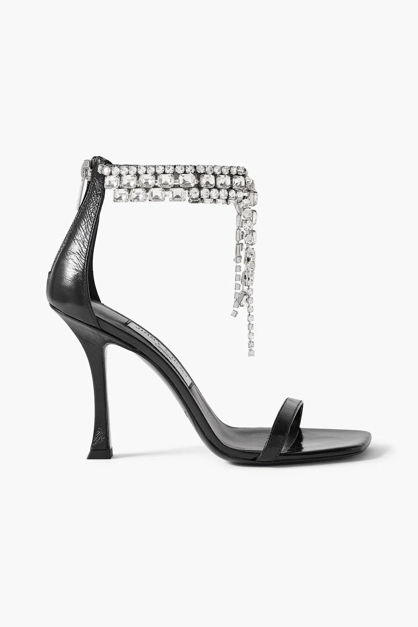 Jimmy Choo Verity 100 Crystal-Embellished Leather Sandals Black Women's