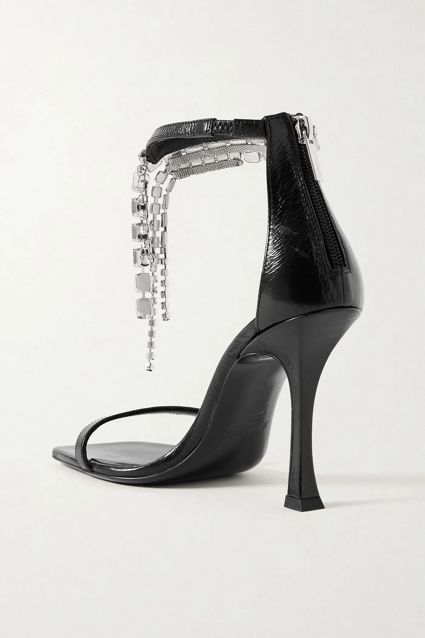Jimmy Choo Verity 100 Crystal-Embellished Leather Sandals Black Women's