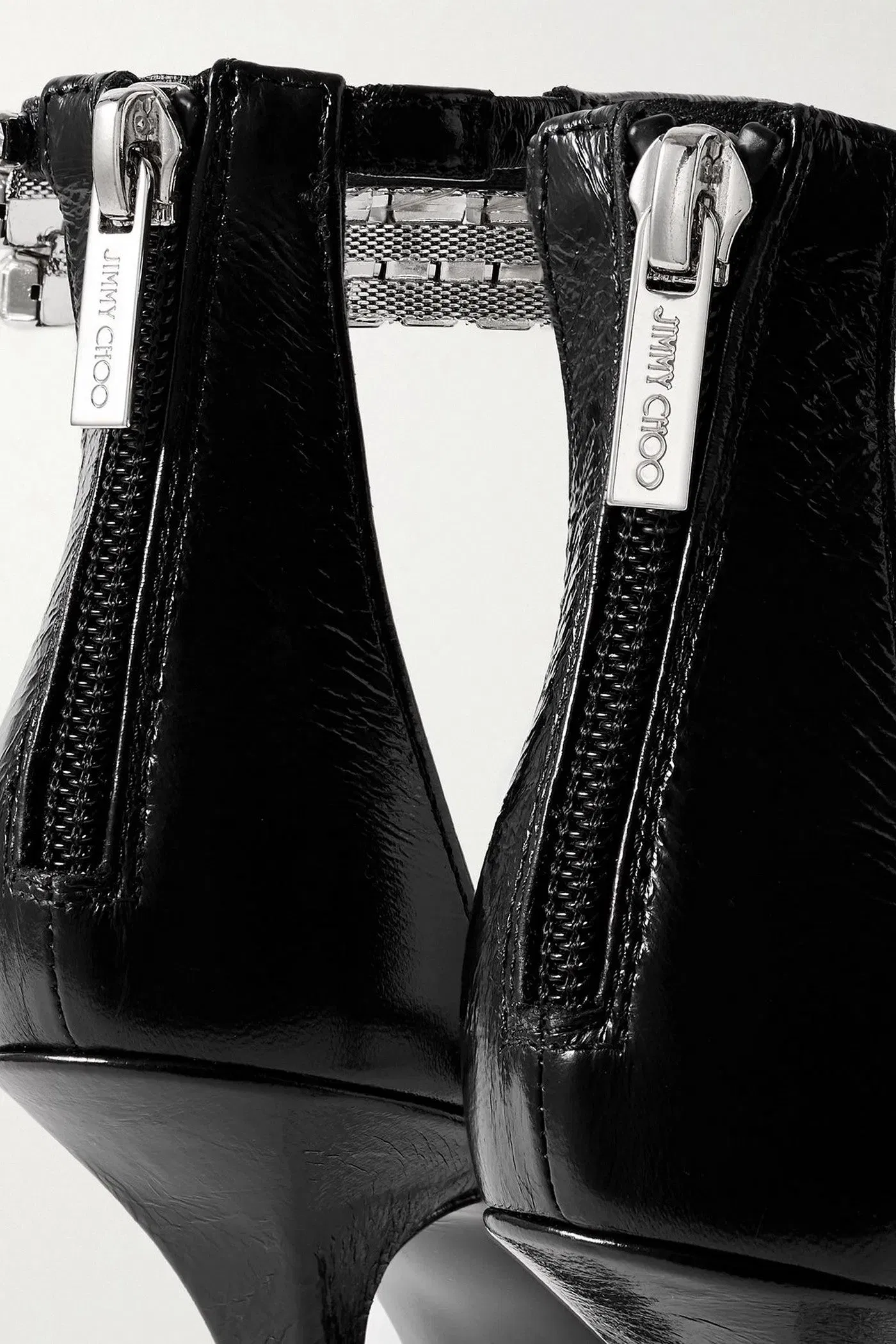 Jimmy Choo Verity 100 Crystal-Embellished Leather Sandals Black Women's