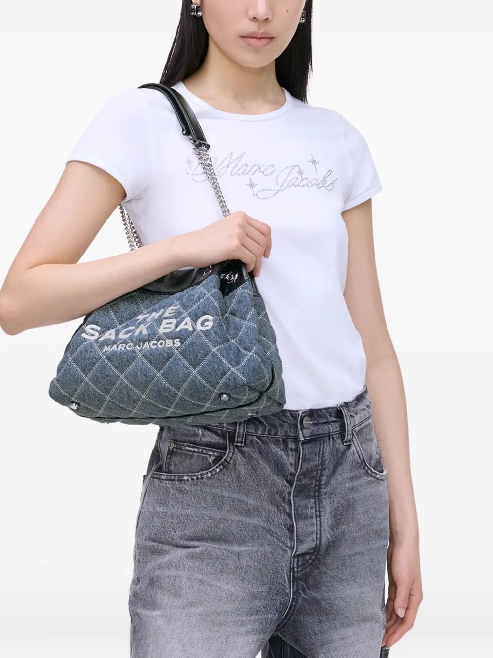 The Quilted Denim Chain Sack bag