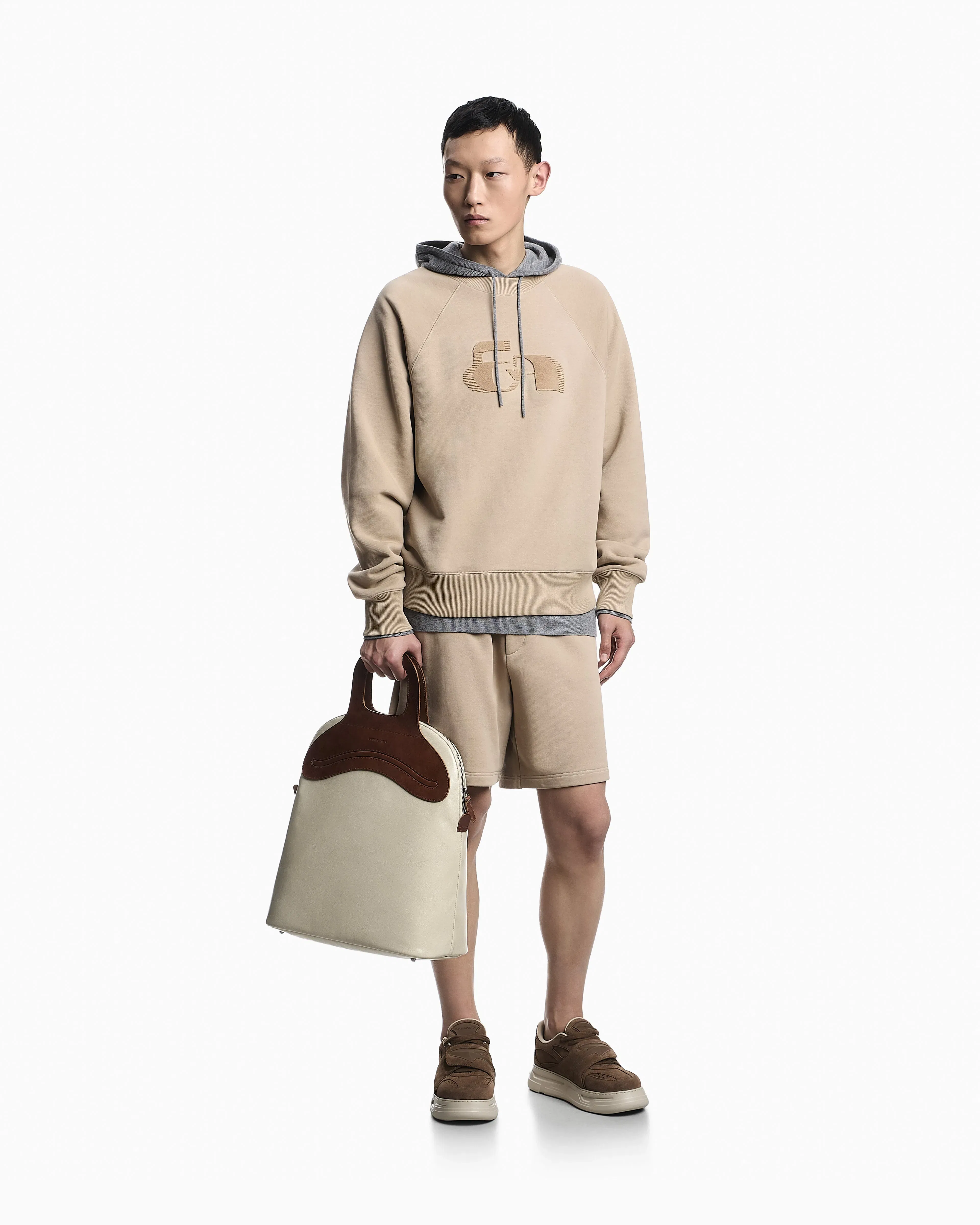 Emporio Armani Jersey sweatshirt with oversized flocked logo