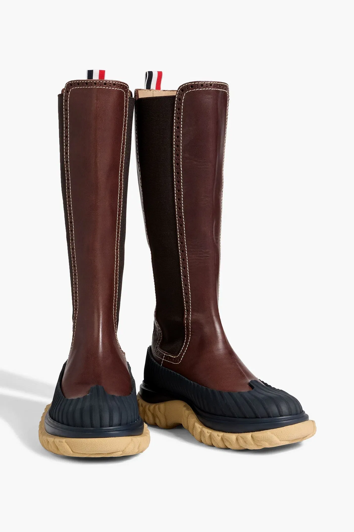 Thom Browne Leather Knee Boots Brown Women's