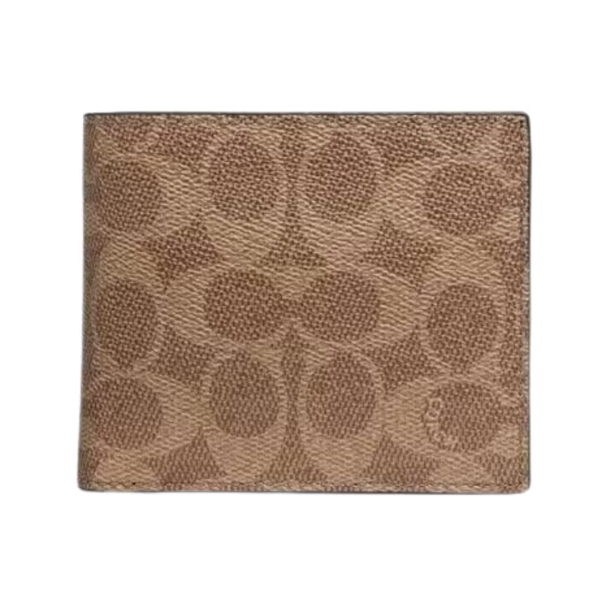COACH 3 in 1 Signature Compact ID Bi-Fold beige Wallet