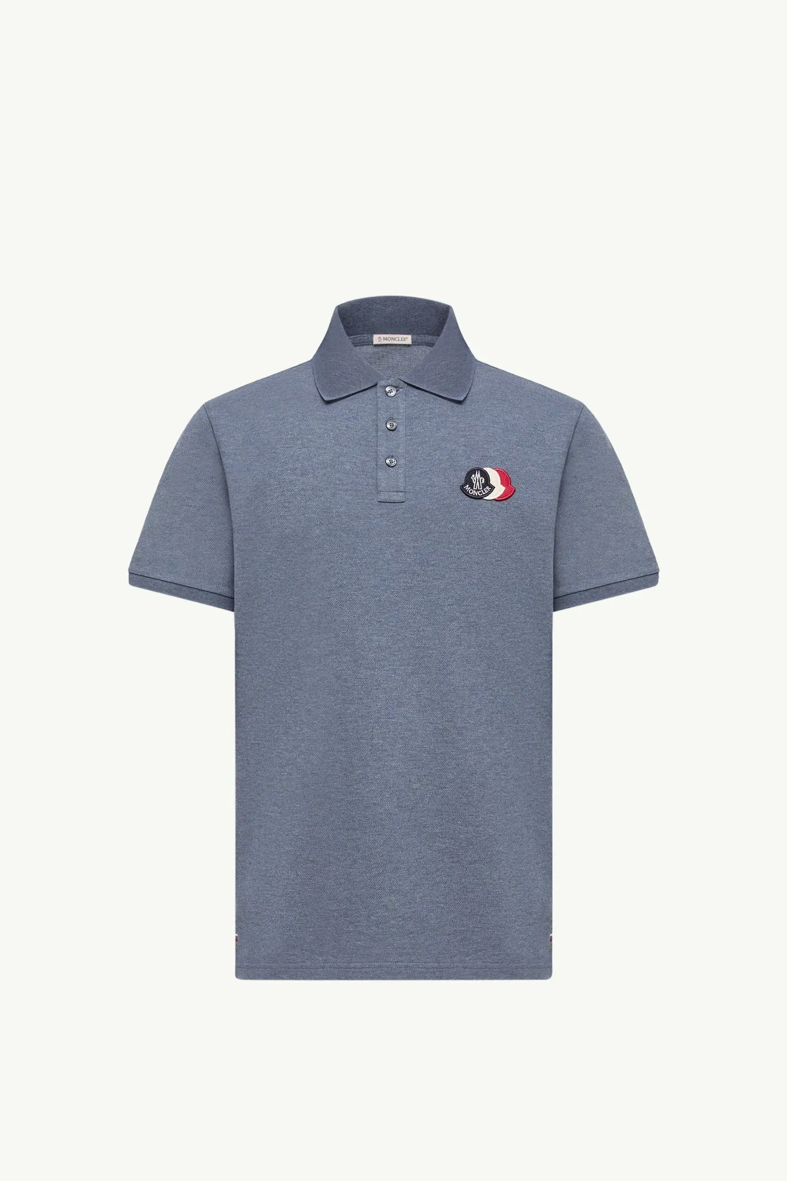 Moncler Cotton Piquet Polo Shirt Dusty Blue Dusty Blue