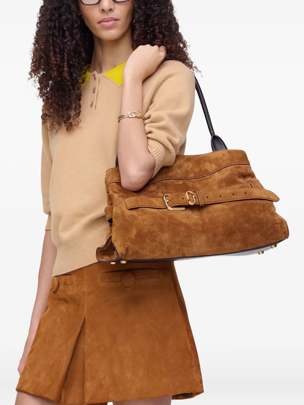 large Dakota belt-buckle suede shoulder bag