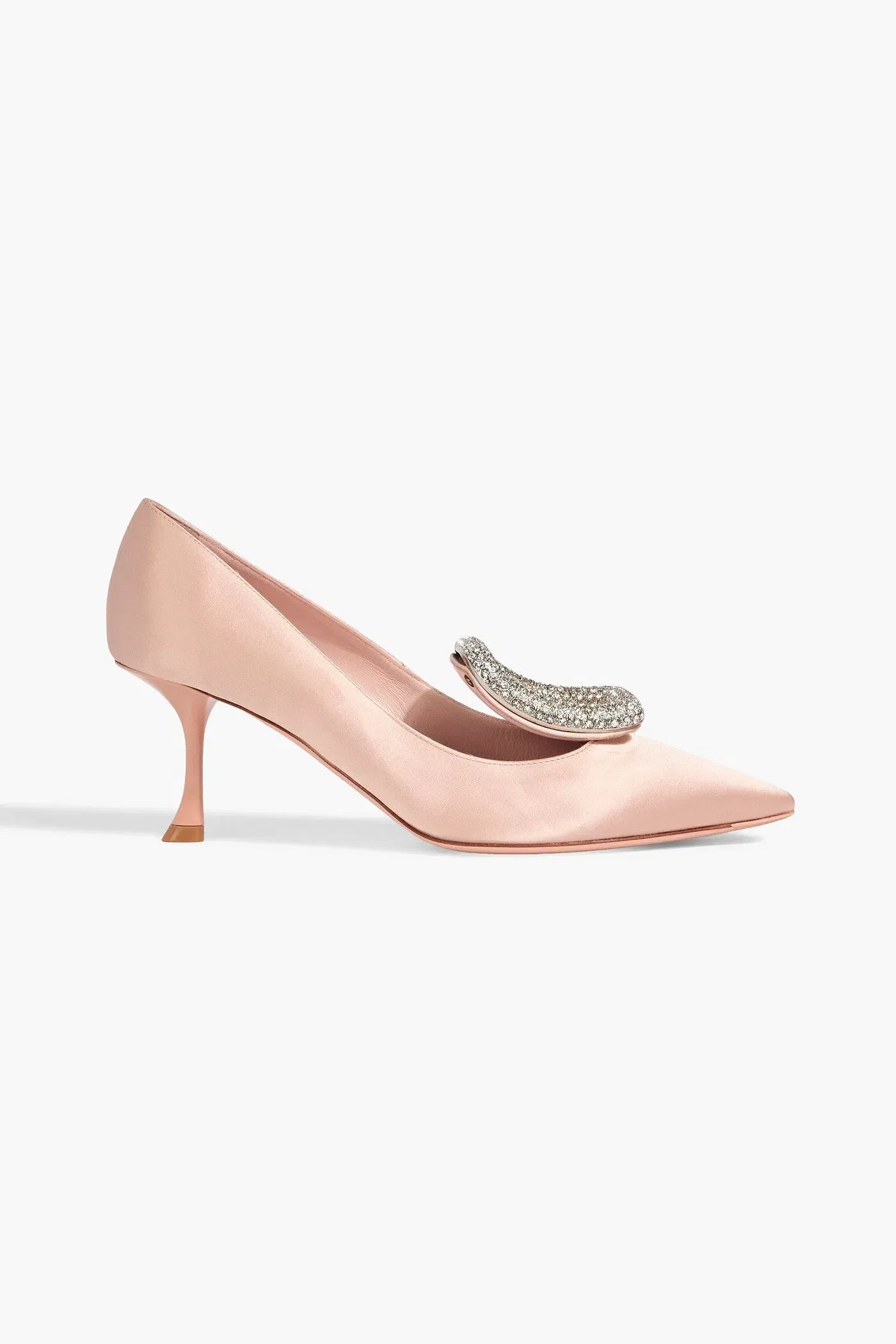 Roger Vivier Choc Strass Embellished Satin Pumps Blush Women's