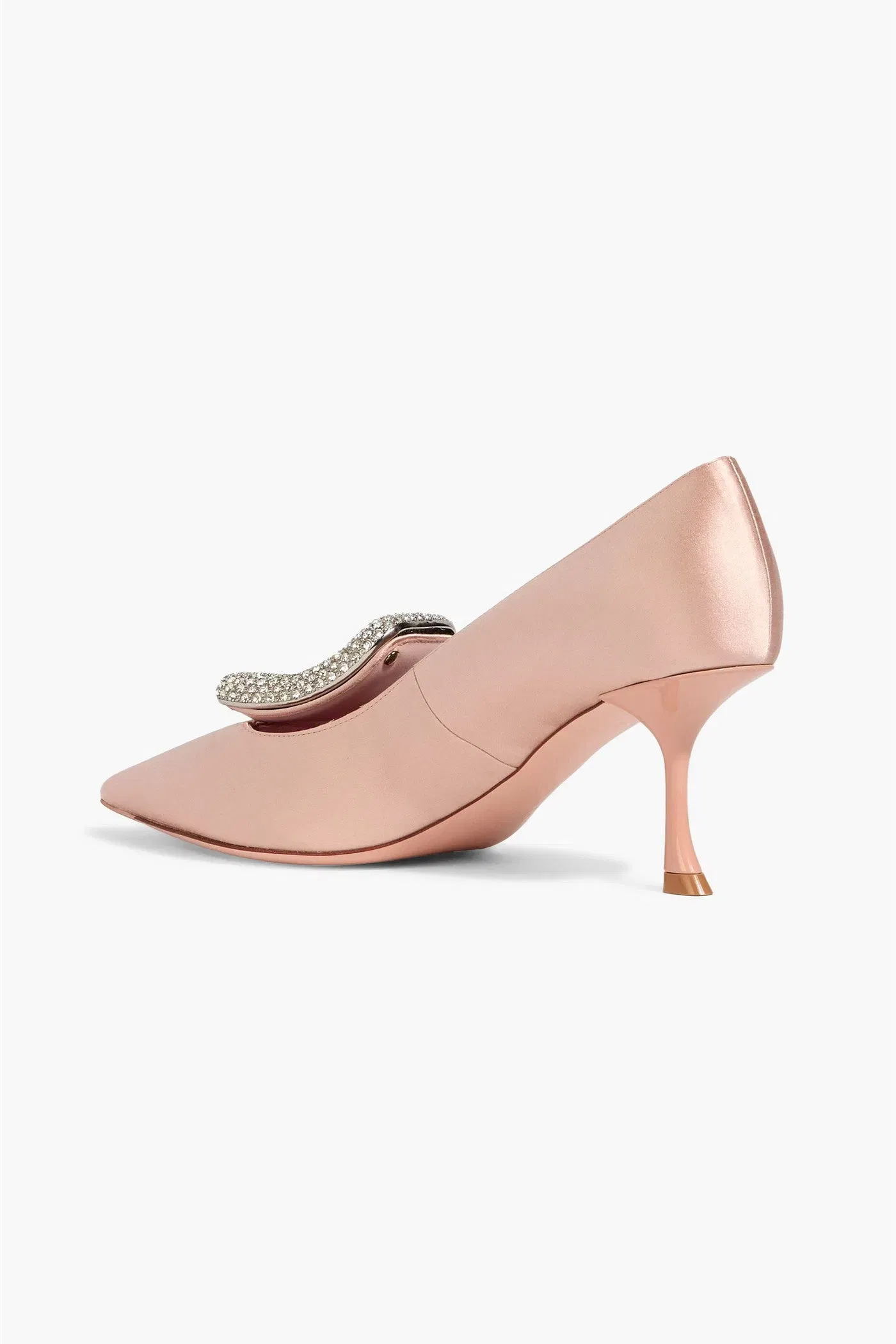 Roger Vivier Choc Strass Embellished Satin Pumps Blush Women's