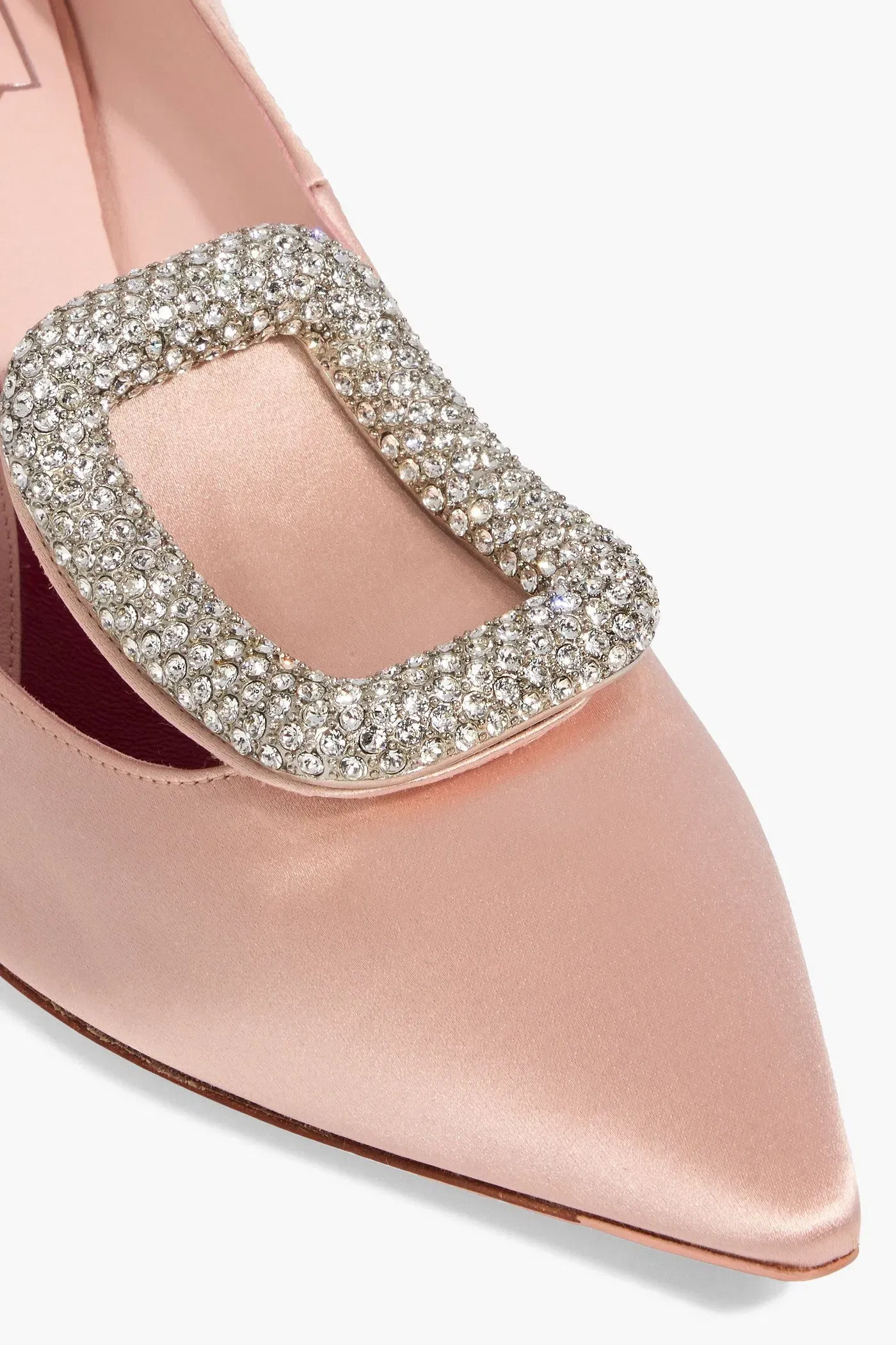Roger Vivier Choc Strass Embellished Satin Pumps Blush Women's