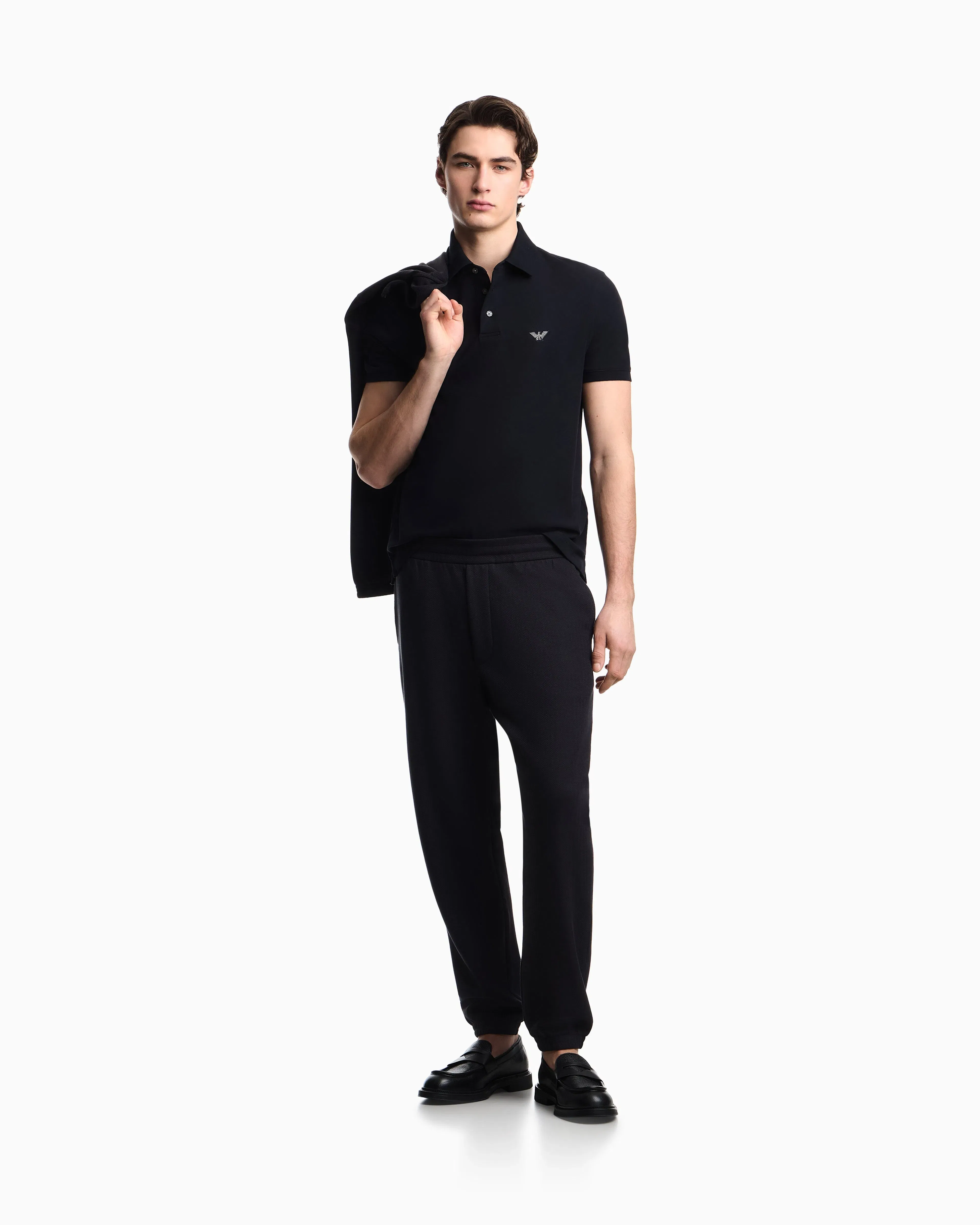 Emporio Armani Piqué polo shirt with embroidered eagle