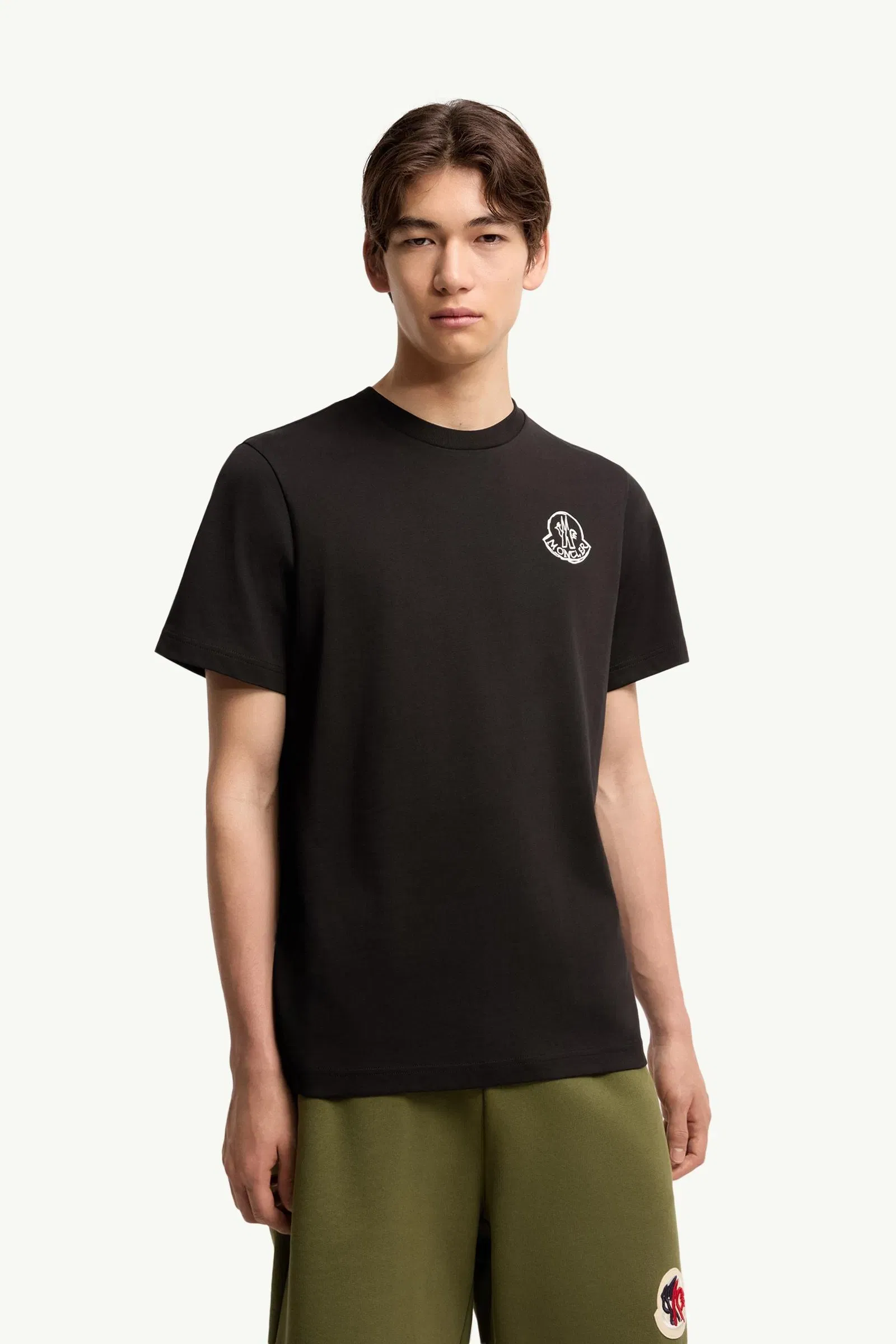 Moncler Cotton Jersey Logo Patch T-Shirt Black Black