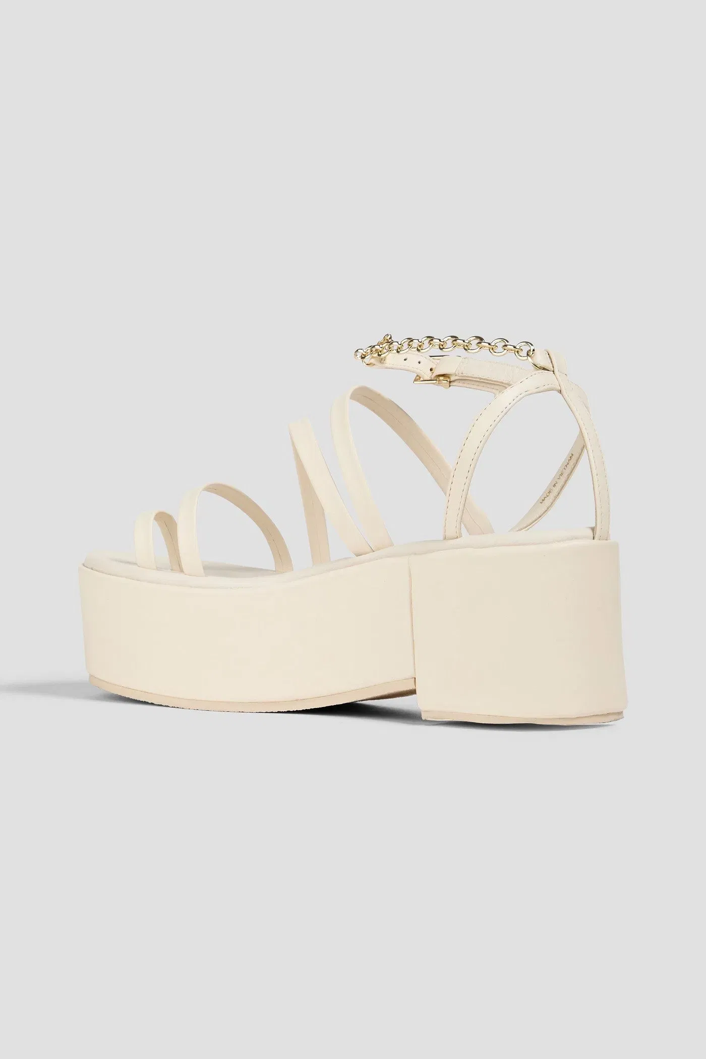 Maje Chain-Embellished Leather Platform Sandals Ecru Women's