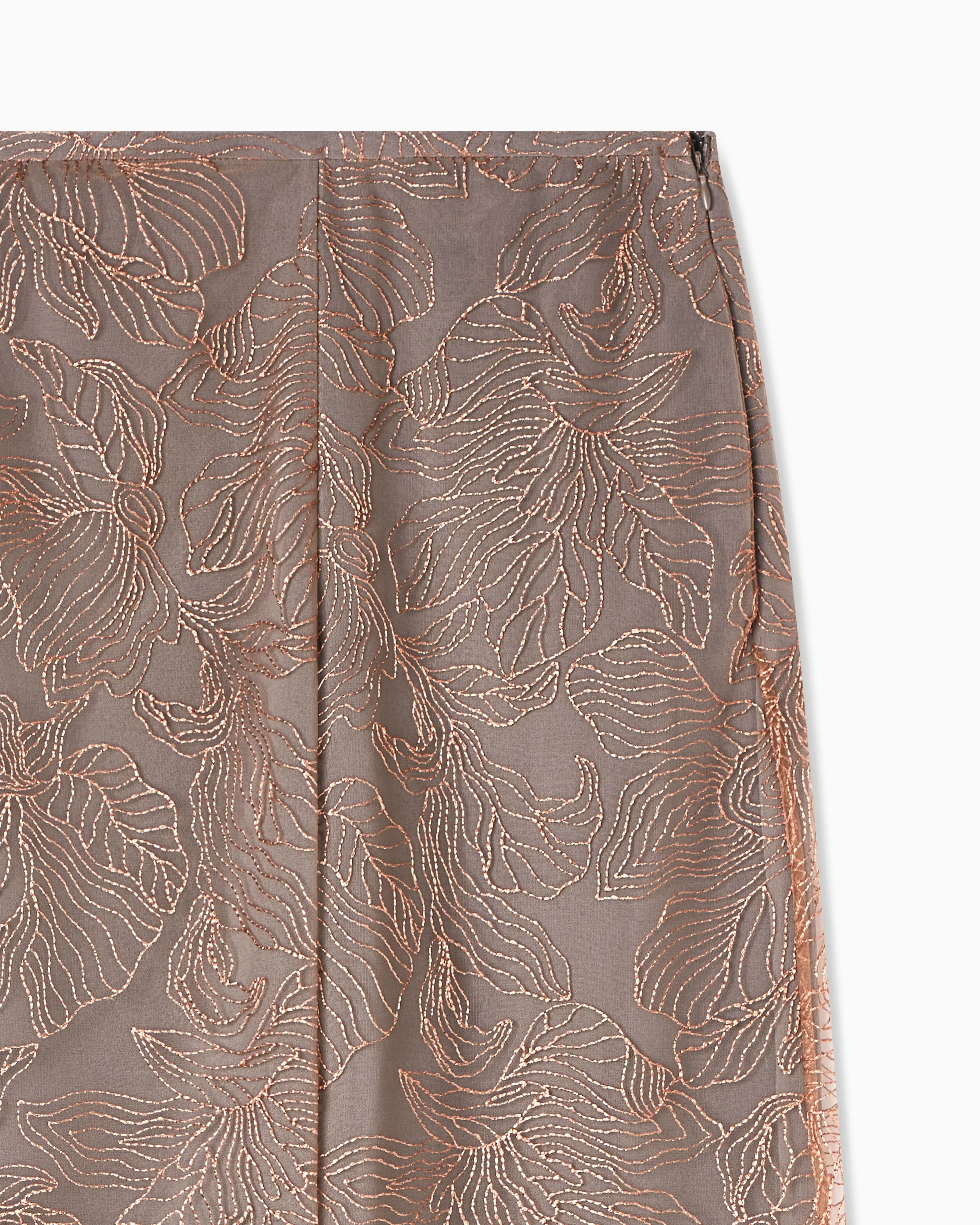 Emporio Armani Tulle trousers embroidered with an embossed lurex flowers pattern