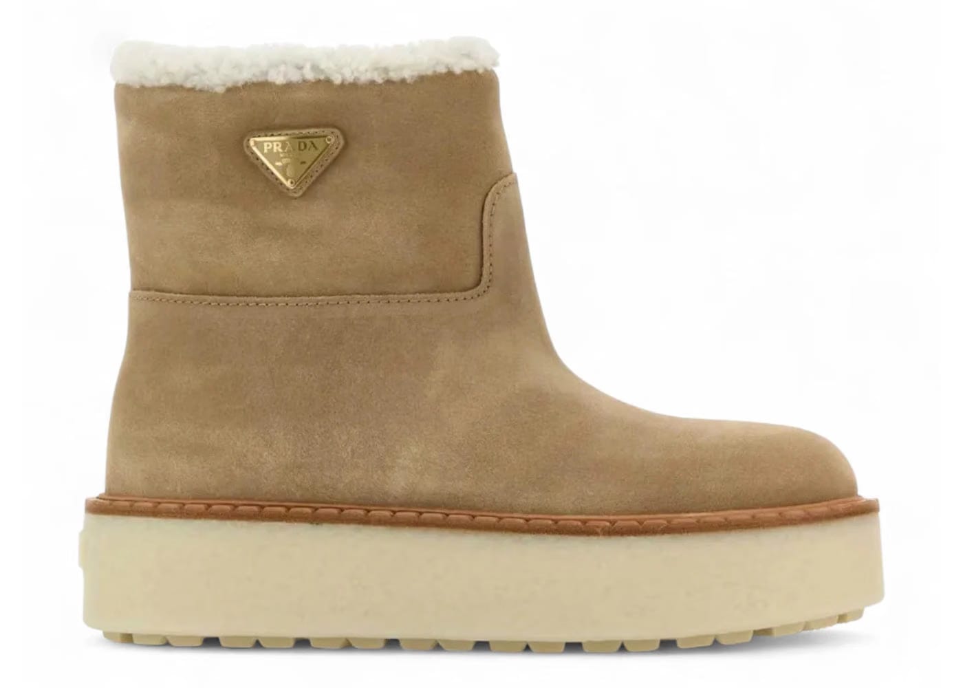 Prada Suede Booties Ecru Womens