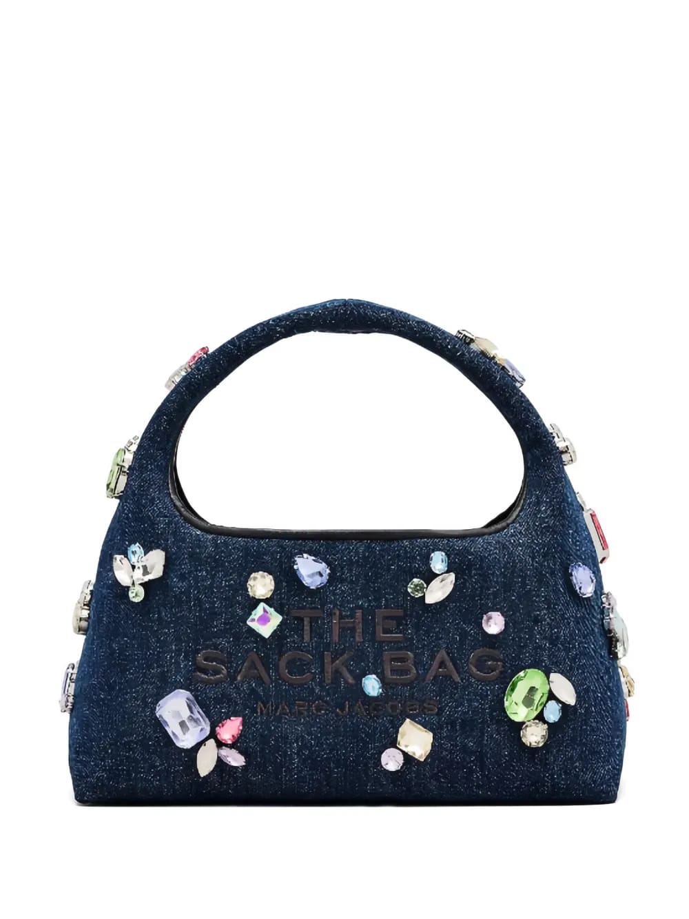 crystal-embellished denim shoulder bag
