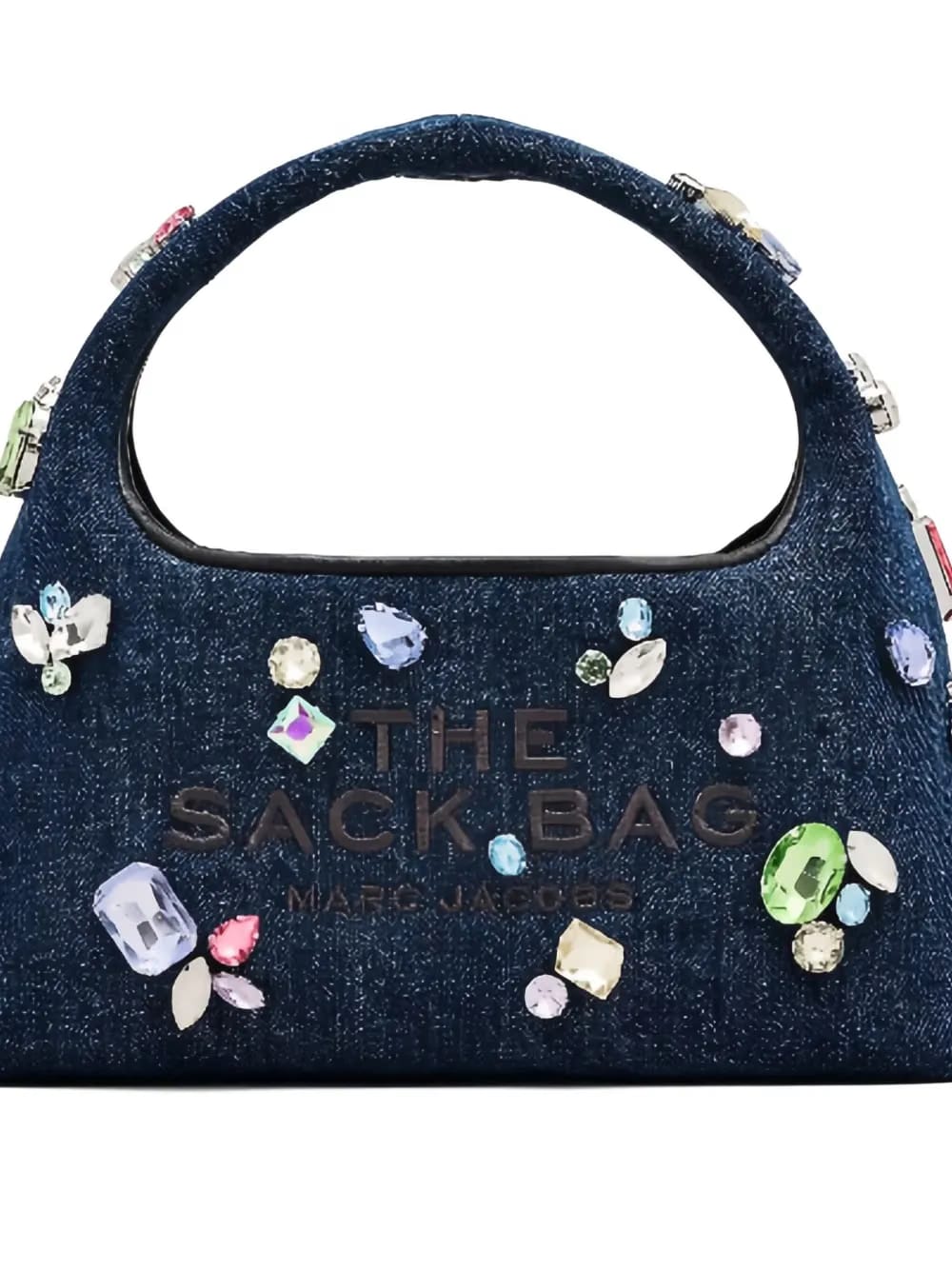 crystal-embellished denim shoulder bag