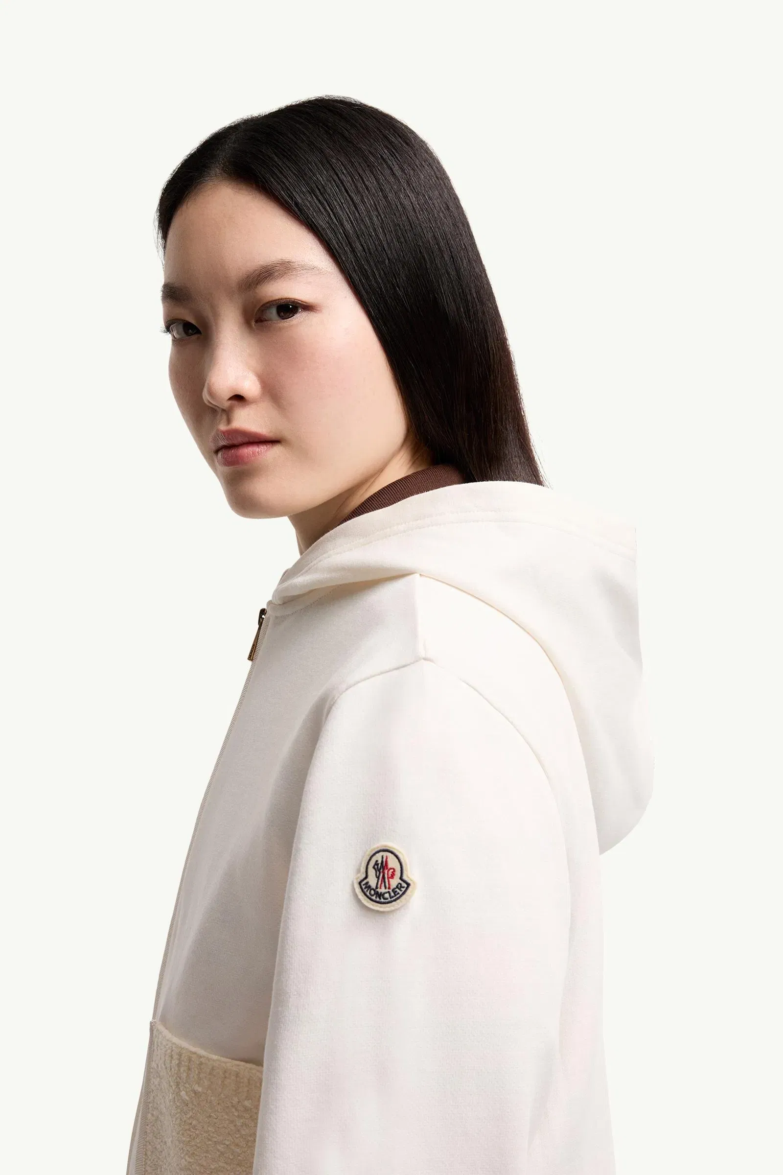 Moncler Cotton Blend Zip-Up Sweatshirt White White