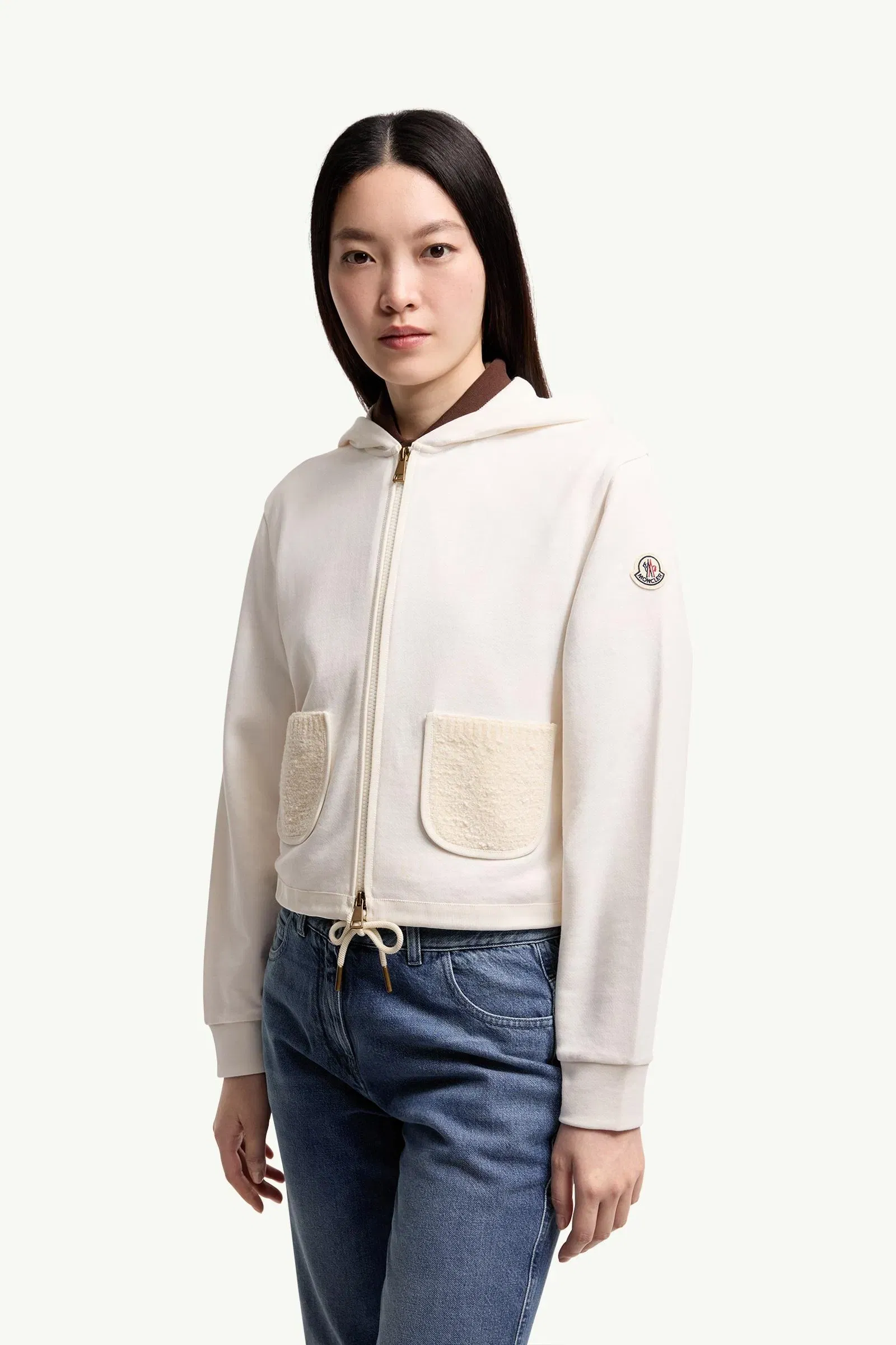 Moncler Cotton Blend Zip-Up Sweatshirt White White