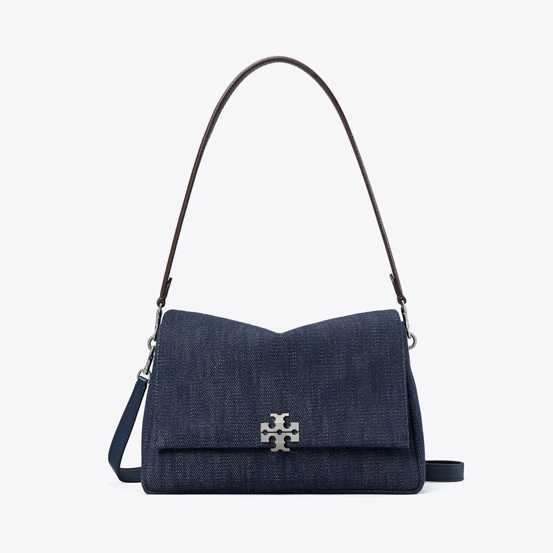 Tory Burch Charlie Denim Shoulder Bag Midnight
