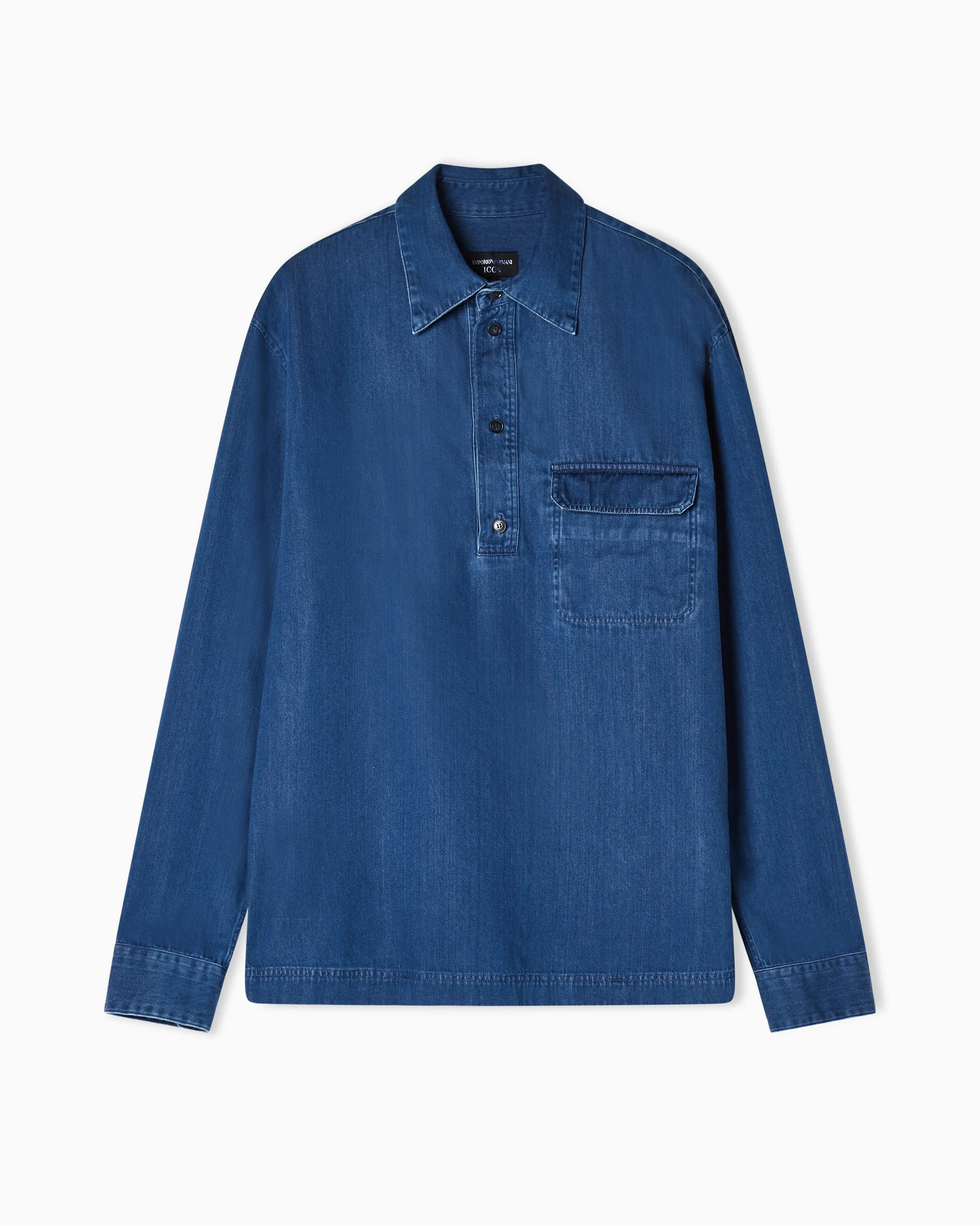 Emporio Armani Icon denim polo-collar shirt