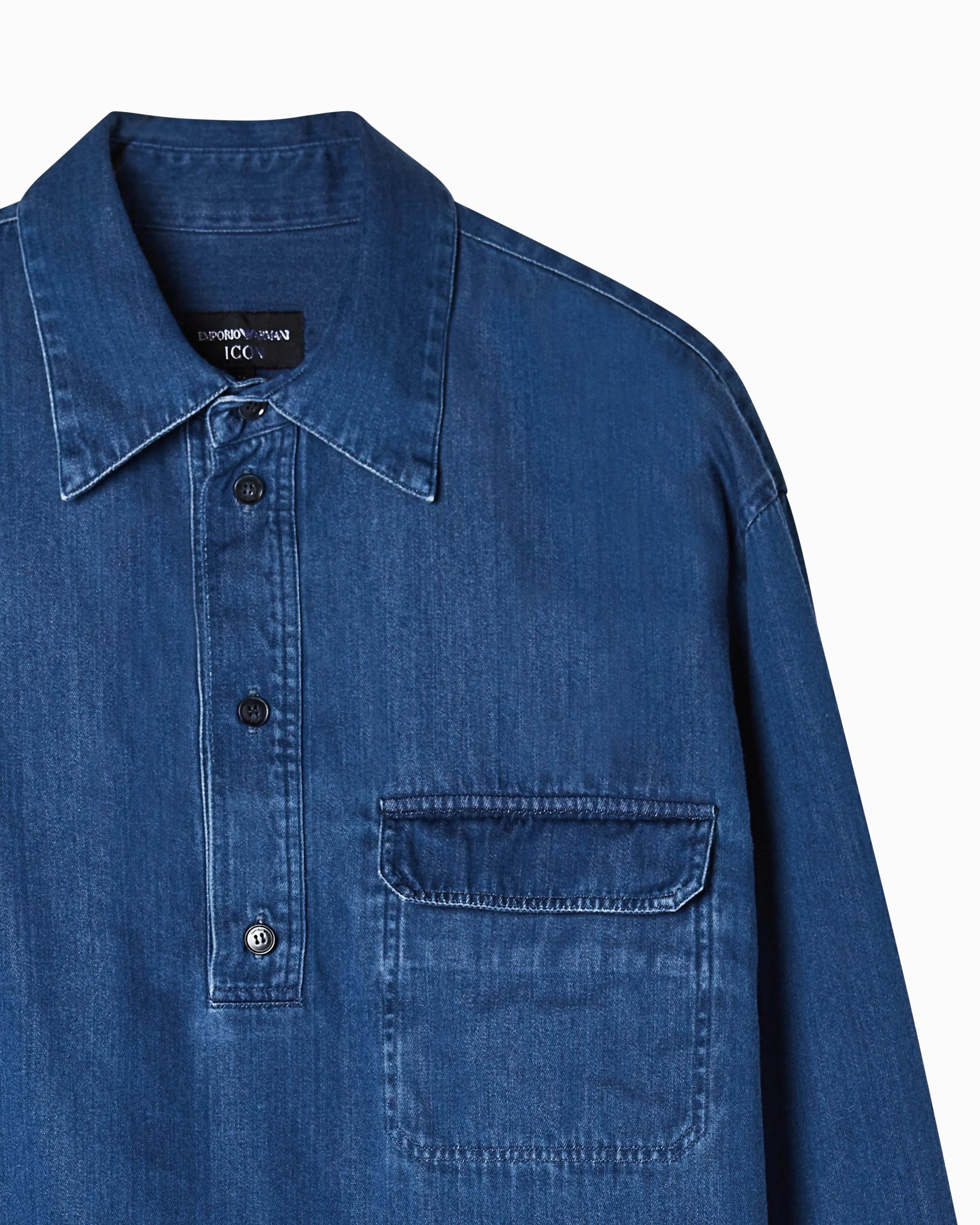 Emporio Armani Icon denim polo-collar shirt