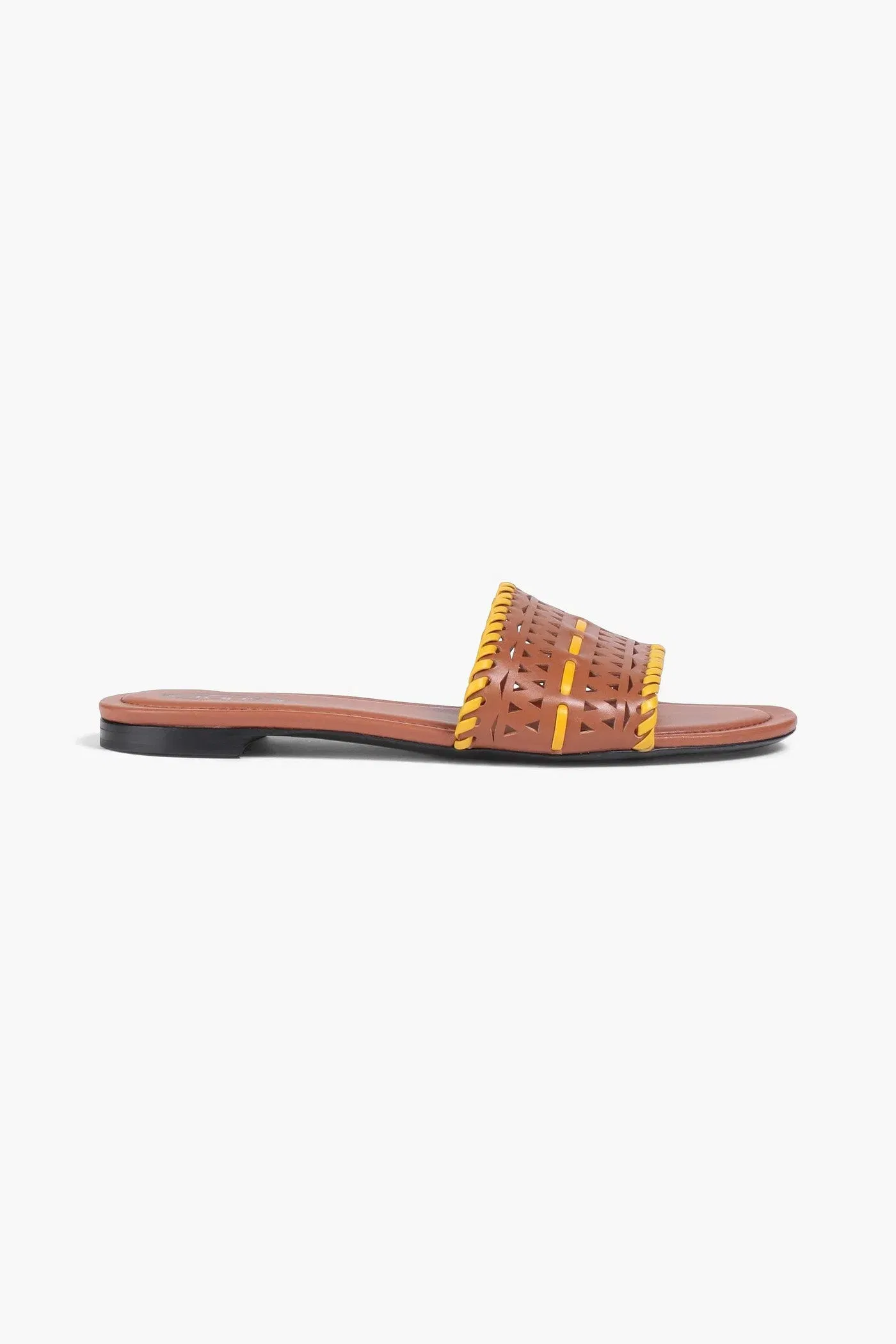 Tod's Laser-Cut Leather Slides Light Brown Women's