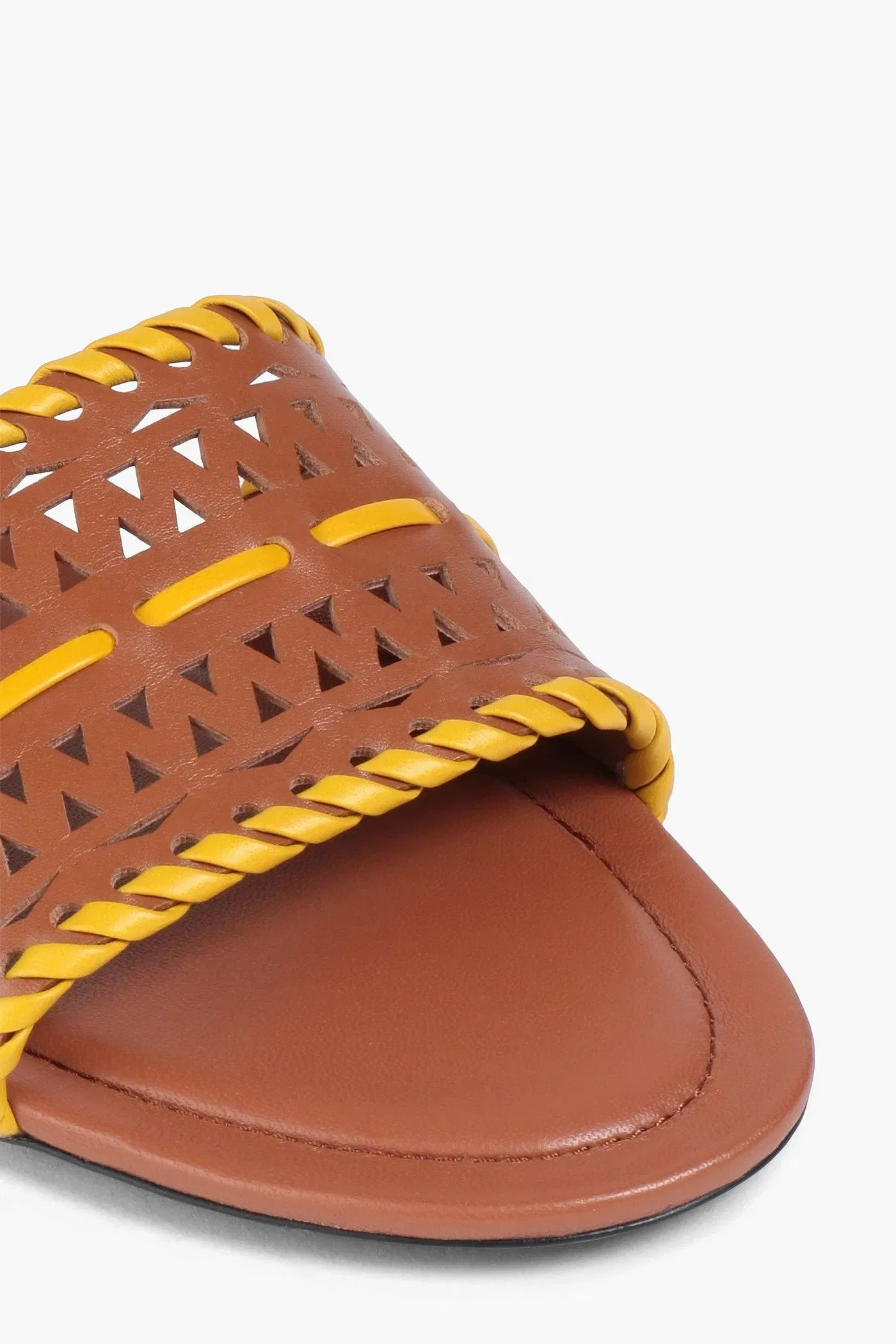 Tod's Laser-Cut Leather Slides Light Brown Women's