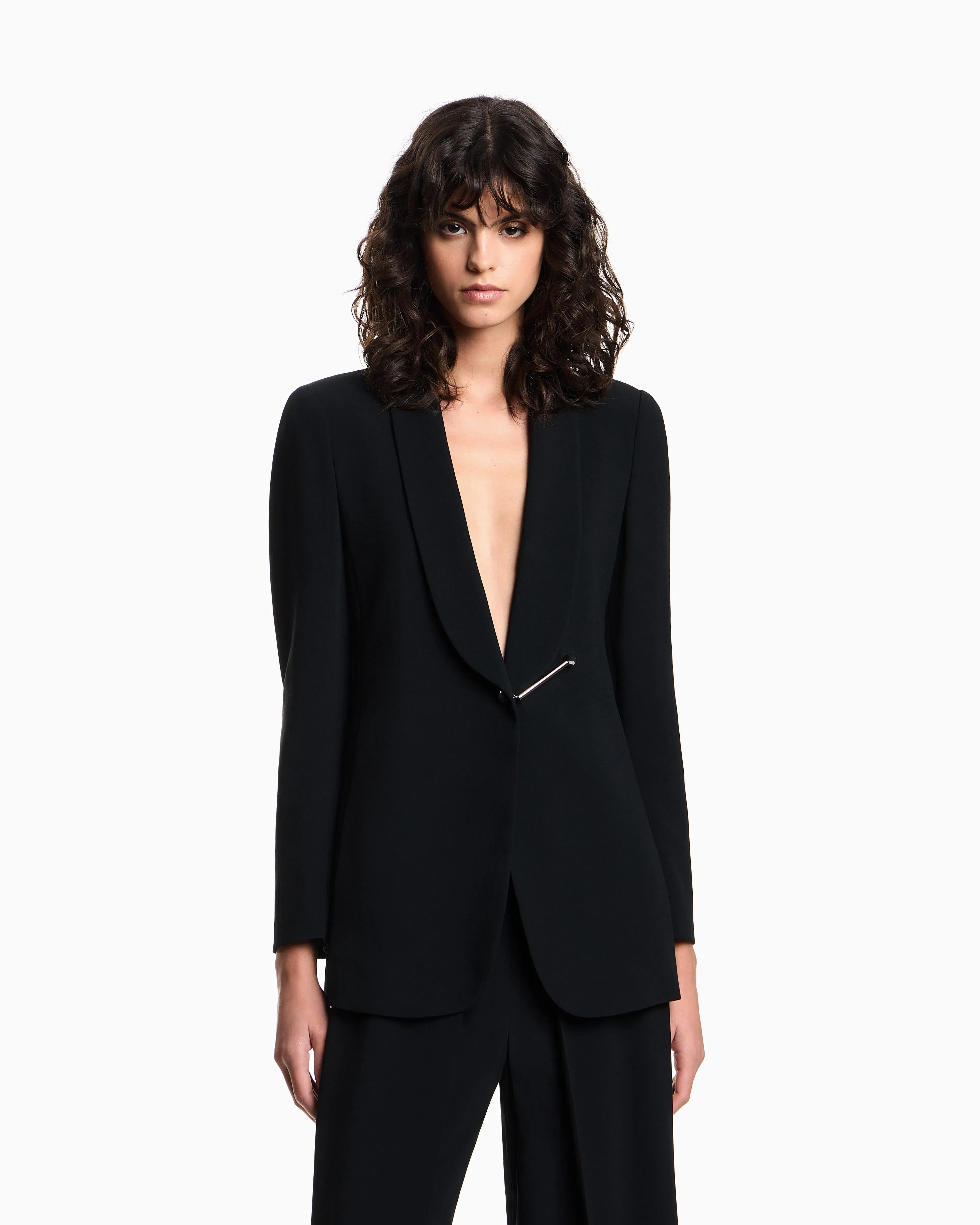 Emporio Armani Jacket with collar in acetate satin with a piercing closure